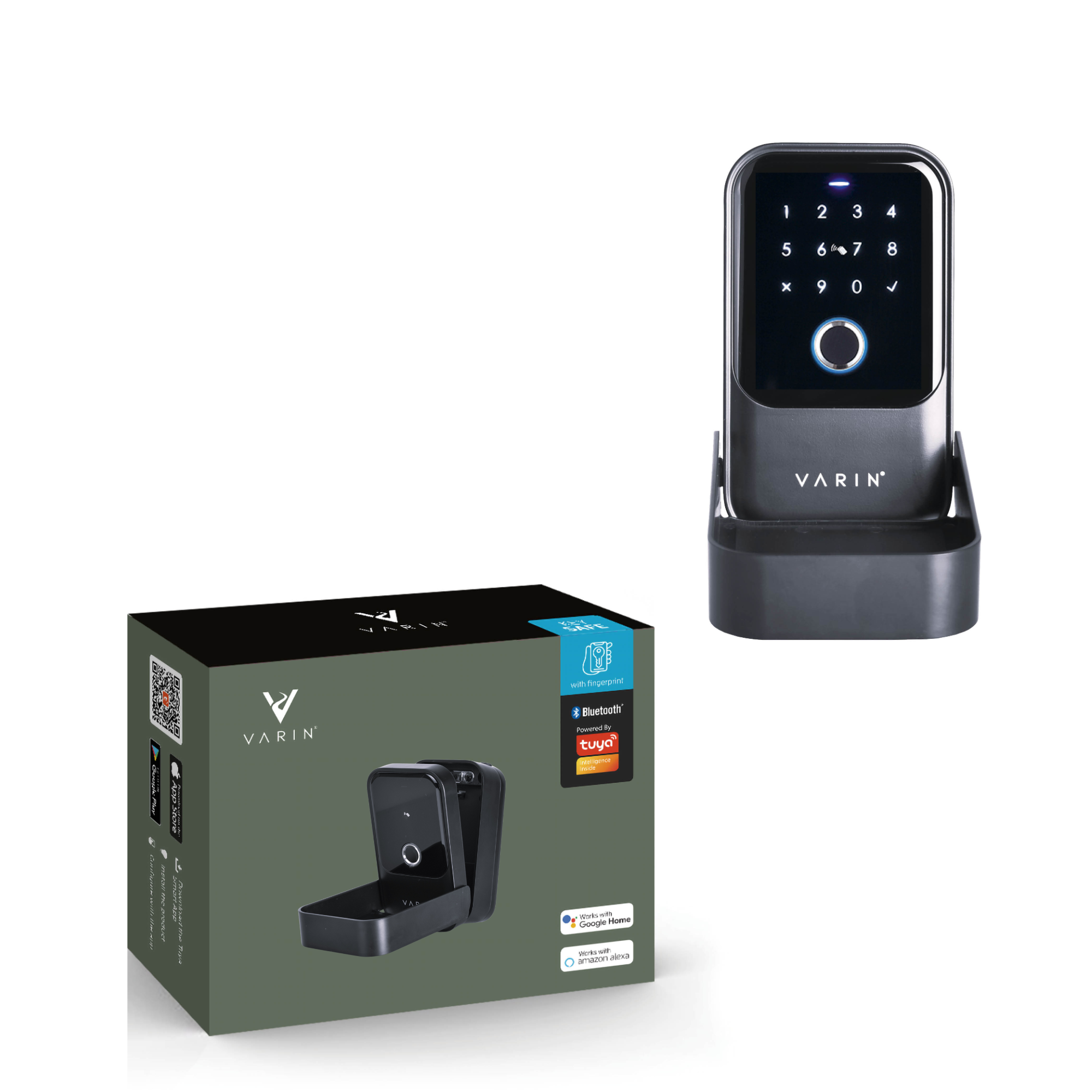 Caja de seguridad inteligente Varin® para llaves con pantalla táctil - IP65 impermeable - Kit de montaje incluido - Tuya Smart