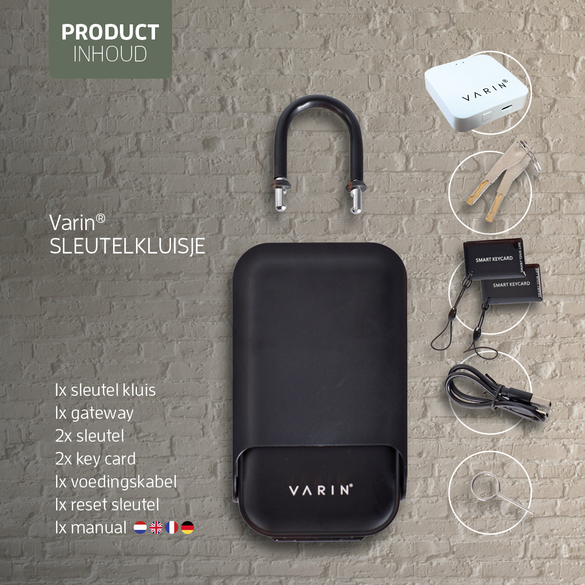 Caja de seguridad inteligente Varin® para llaves con pantalla táctil Wifi - IP65 impermeable - Kit de montaje incluido - Tuya Smart