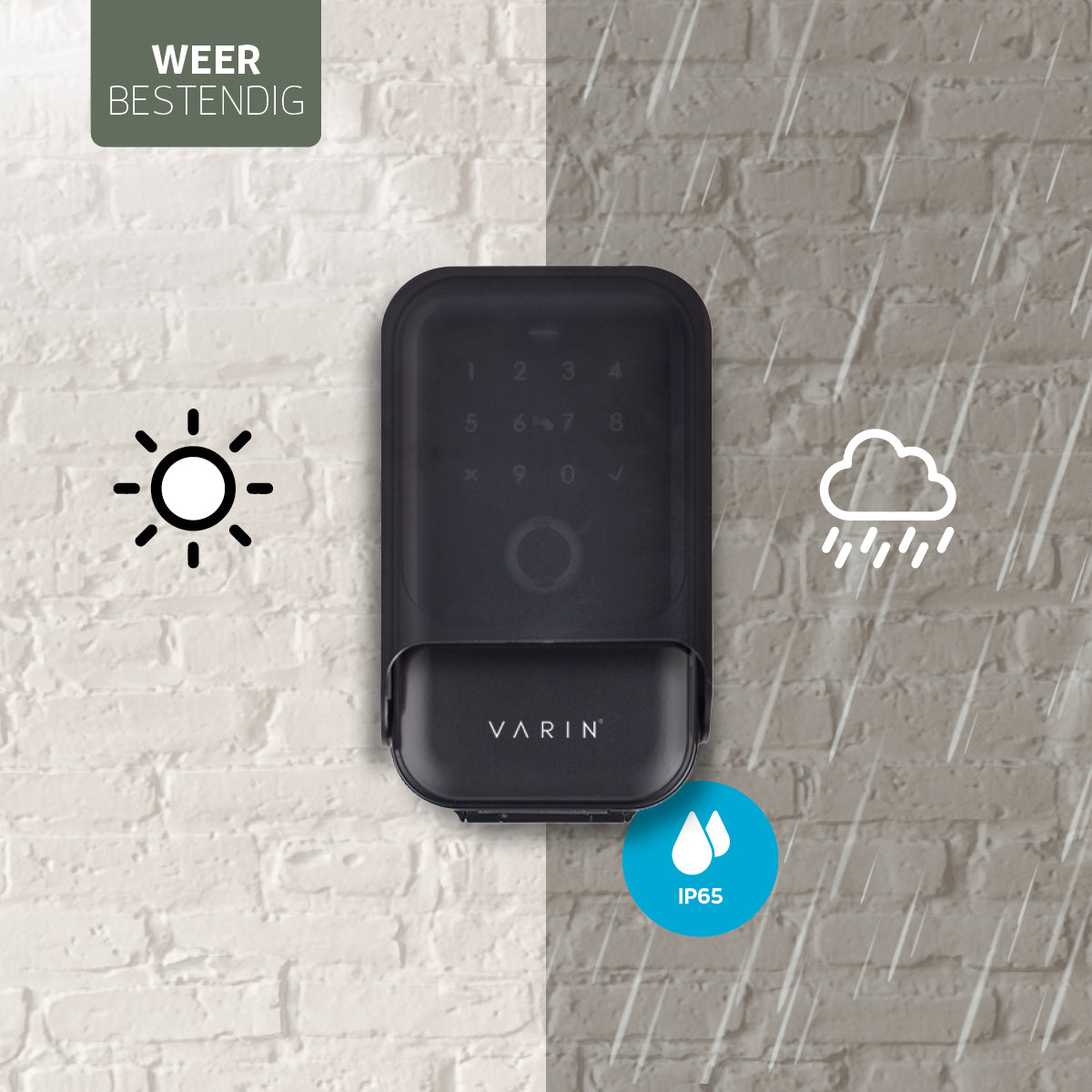 Caja de seguridad inteligente Varin® para llaves con pantalla táctil - IP65 impermeable - Kit de montaje incluido - Tuya Smart