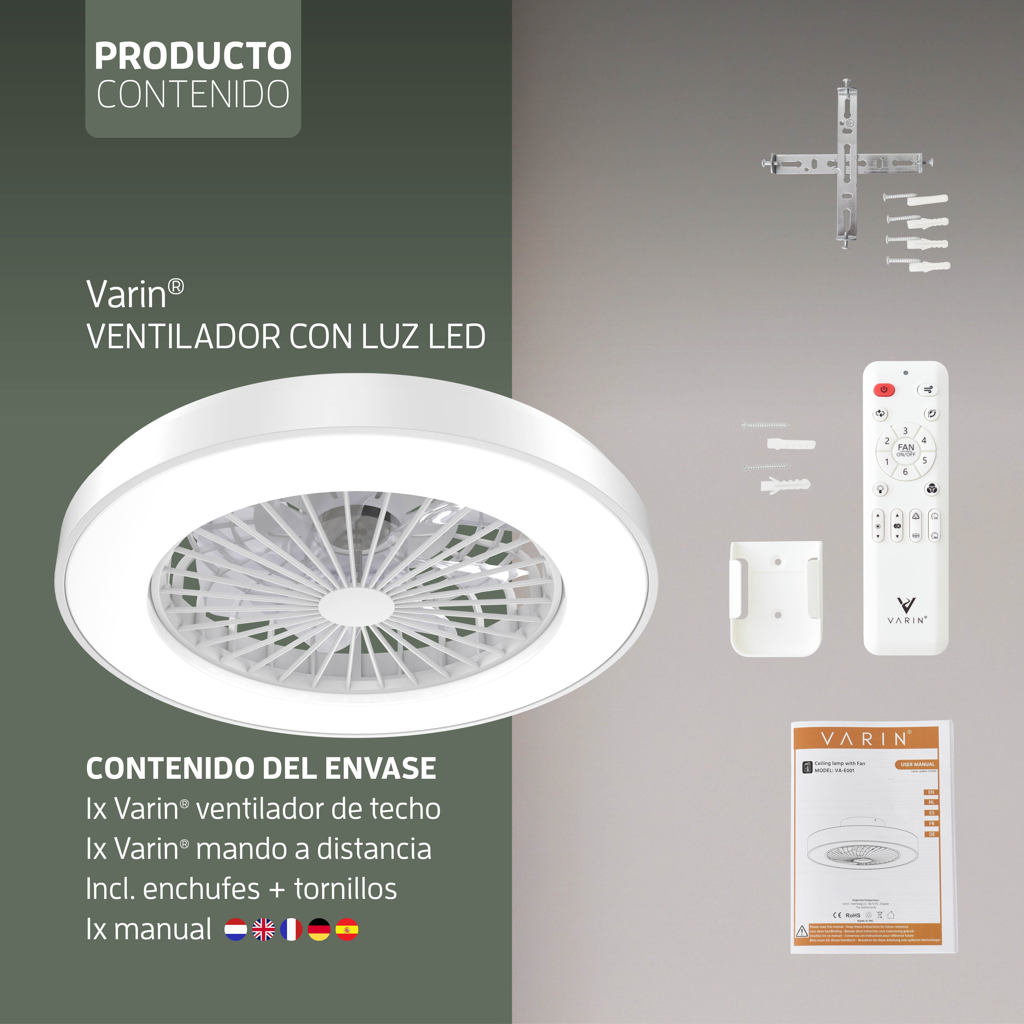 Lámpara LED inteligente Varin con ventilador RGBW (CCT) - 50 cm - Tuya - Blanco [VA-E001]