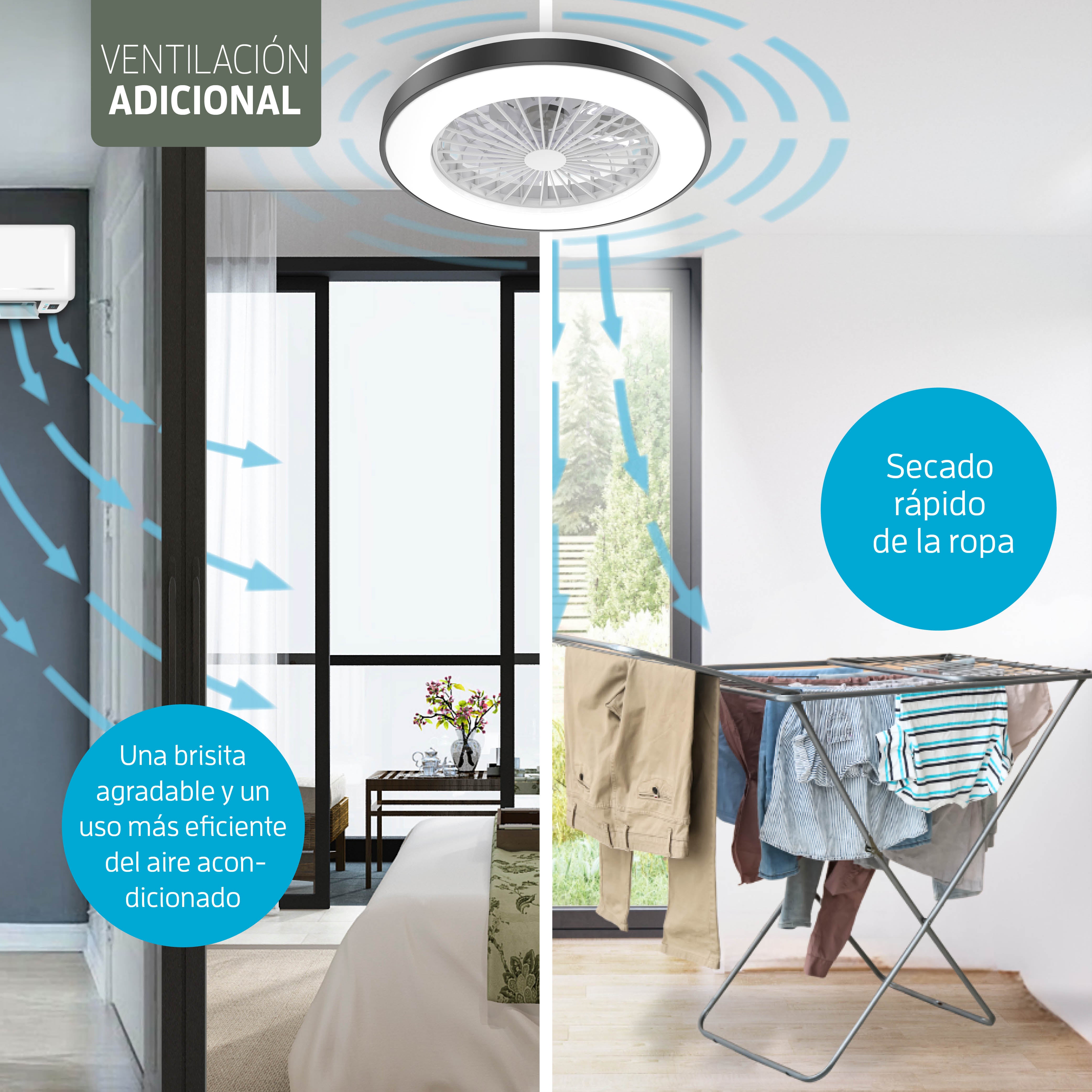 Lámpara LED inteligente Varin con ventilador RGBW (CCT) - 50 cm - Tuya - Negro/Blanco [VA-E001]