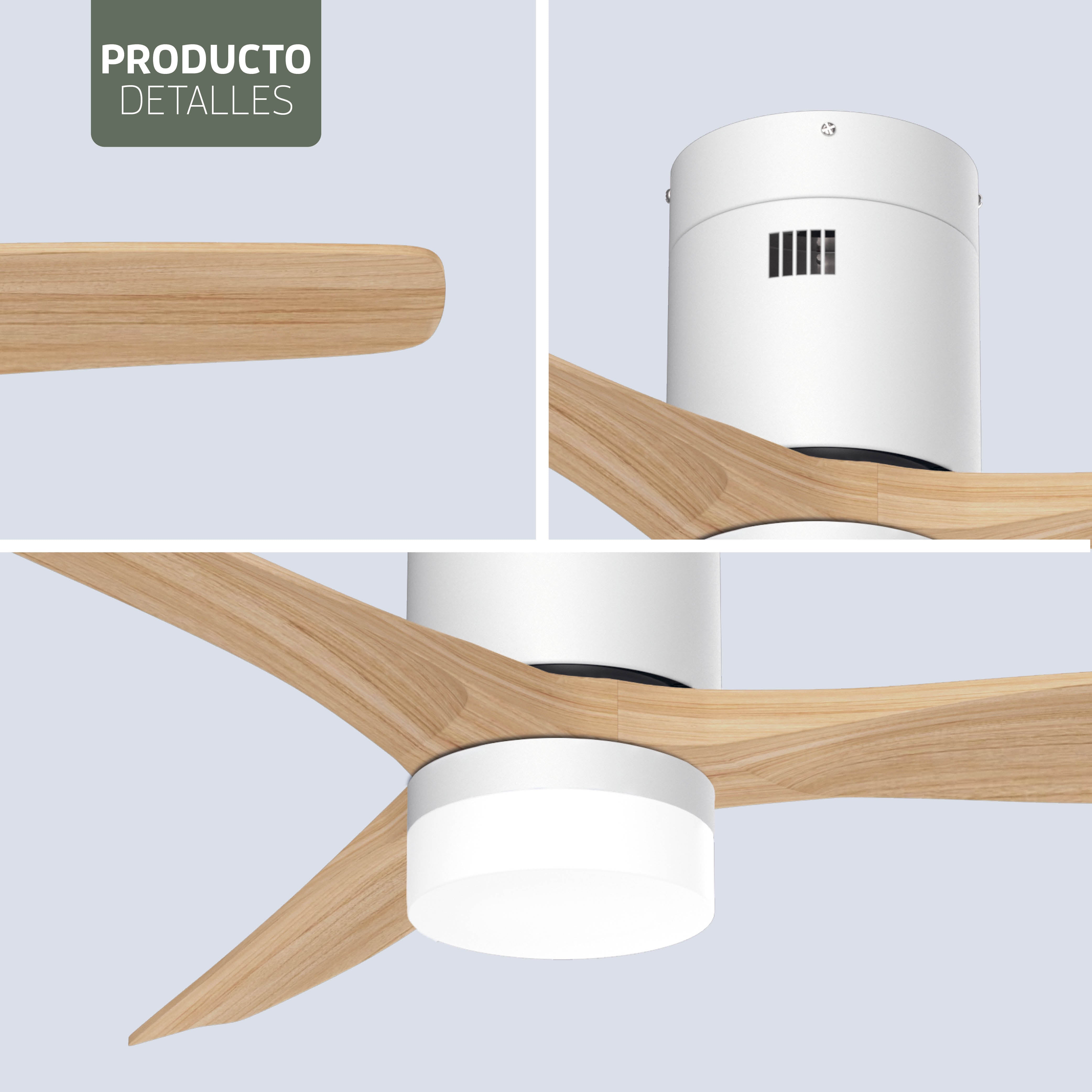 Ventilador de techo inteligente Blanco con iluminación - 132 cm - WiFi