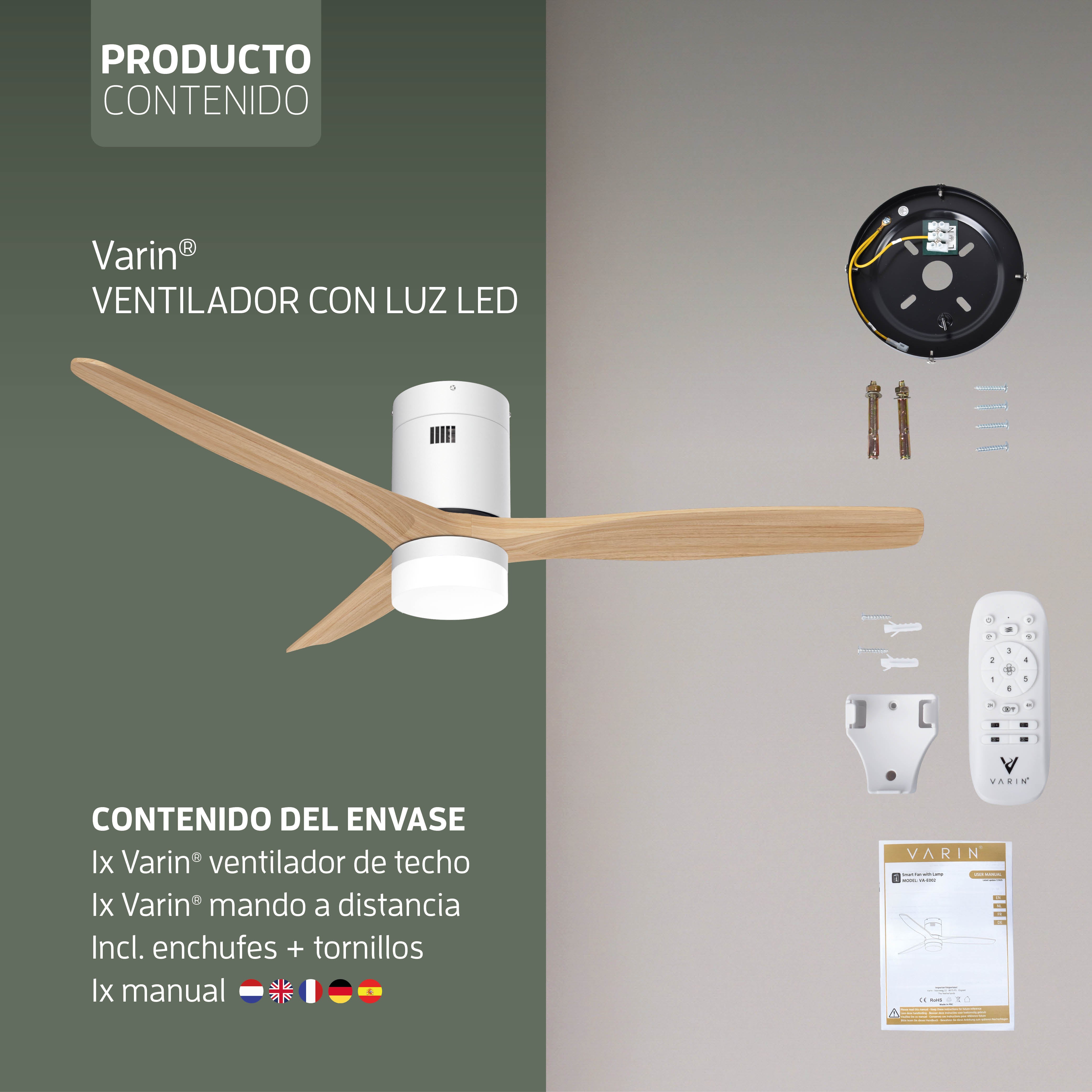 Ventilador de techo inteligente Blanco con iluminación - 132 cm - WiFi
