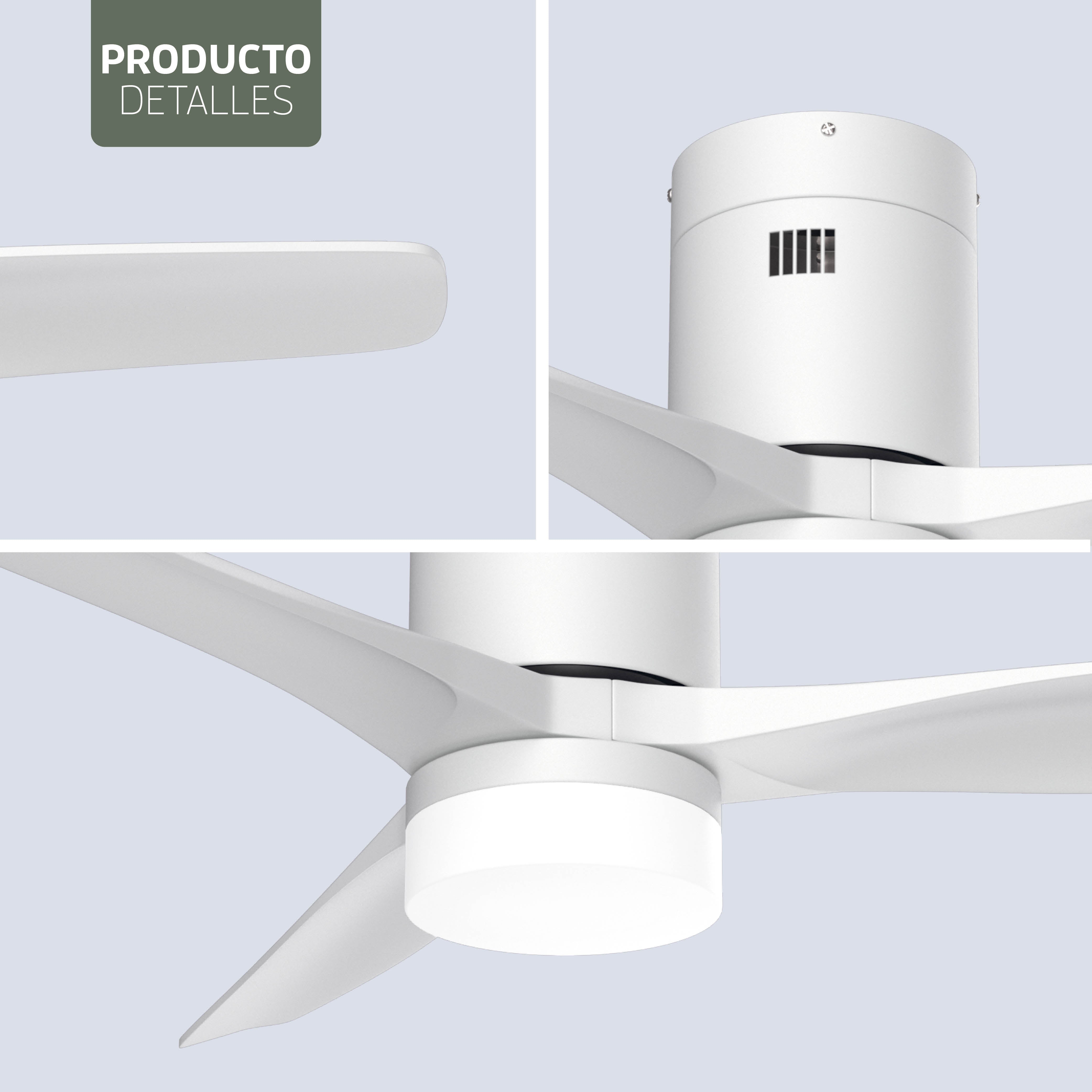 Ventilador de techo inteligente con luz - 132 cm - Tuya WiFi - Blanco
