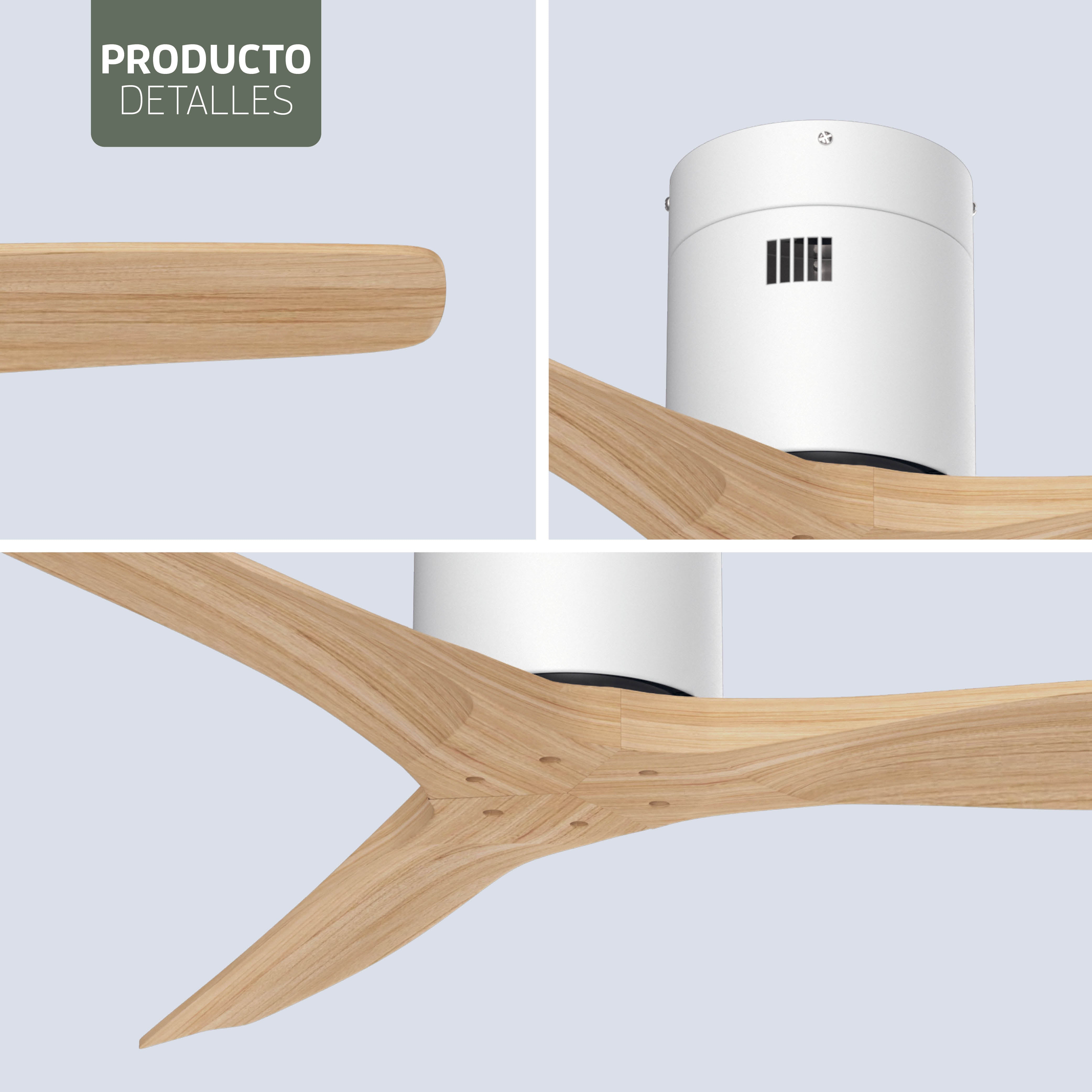 Ventilador de techo inteligente - Blanco/Natural - 132 cm - WiFi