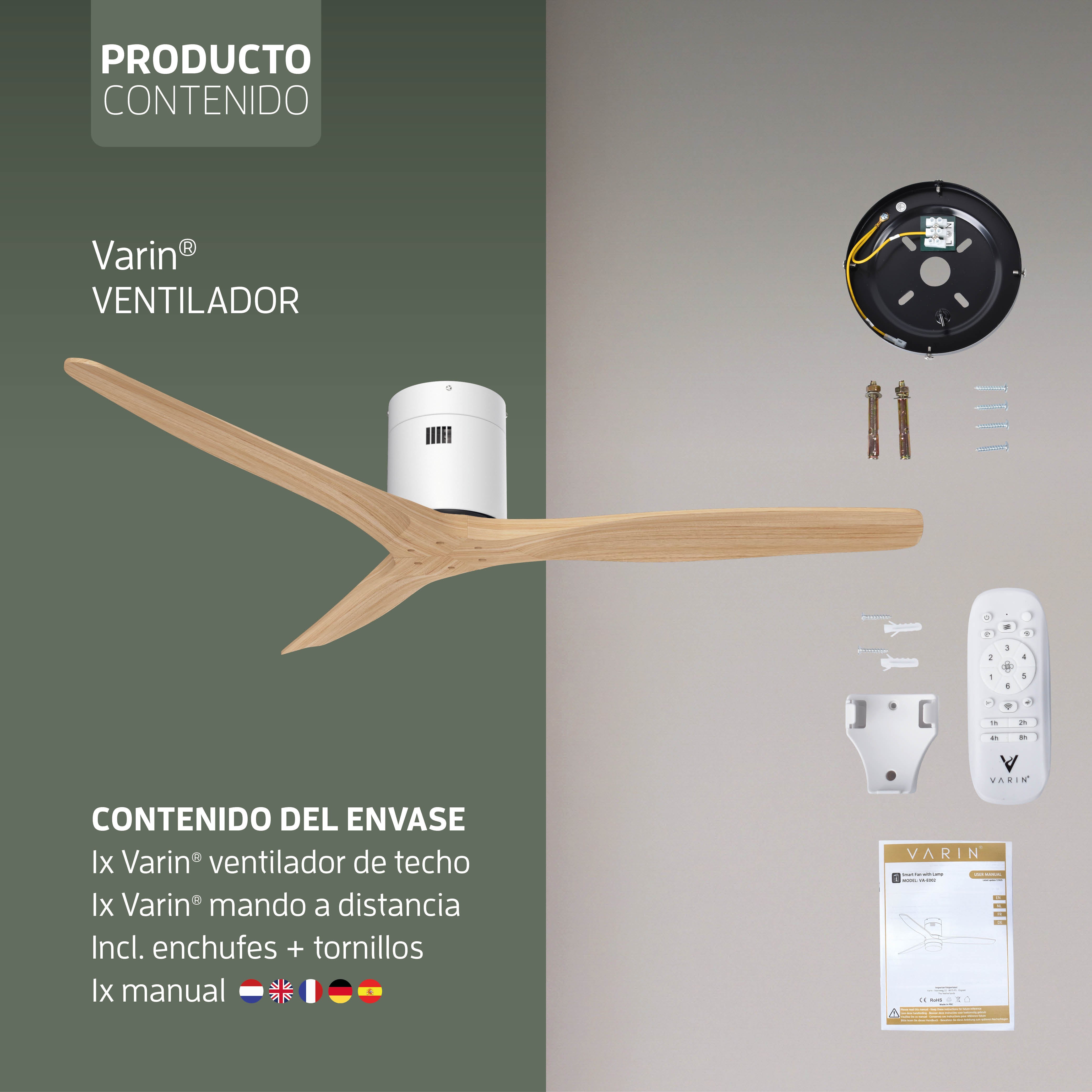Ventilador de techo inteligente - Blanco/Natural - 132 cm - WiFi