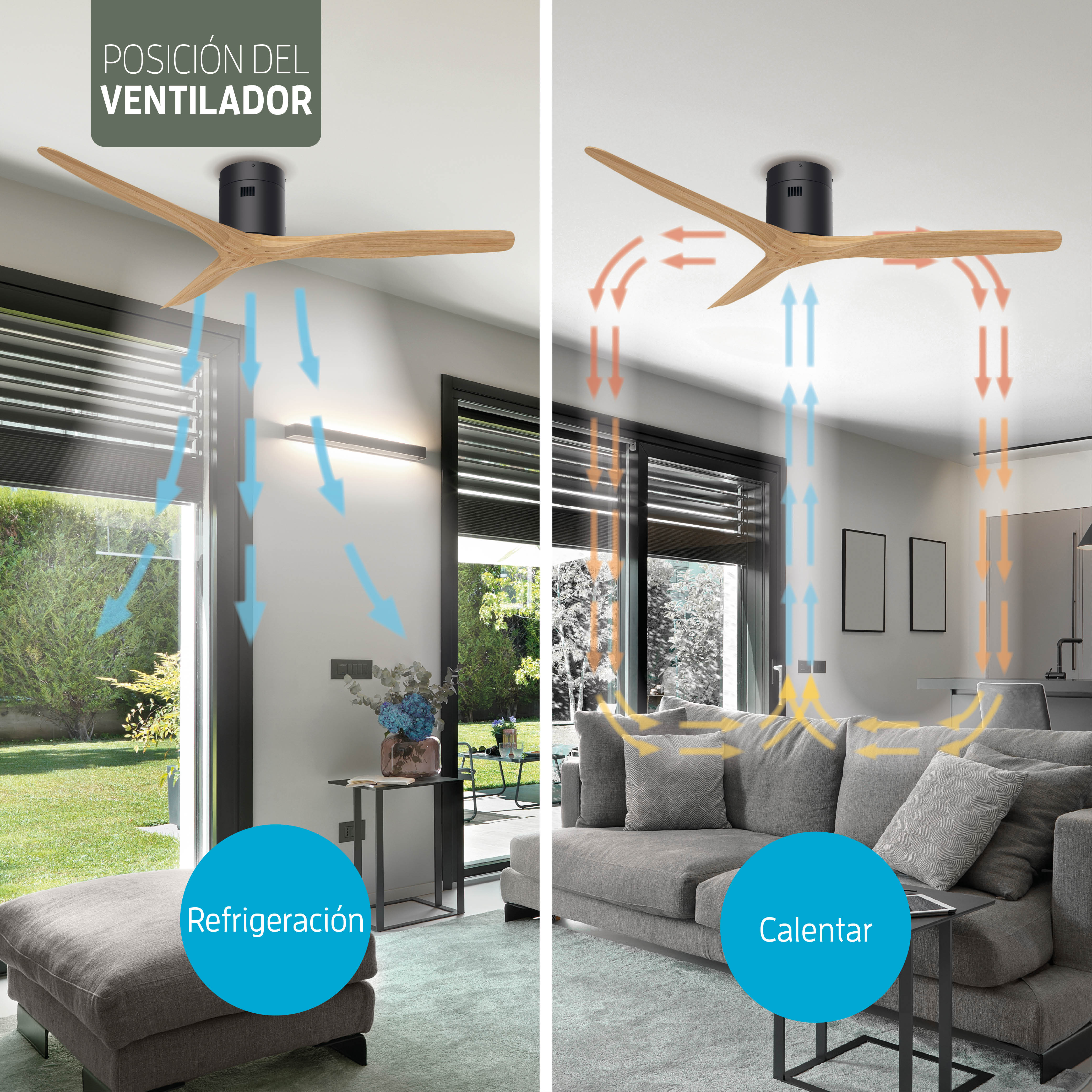 Ventilador de techo inteligente - Negro/Natural - 132 cm - WiFi