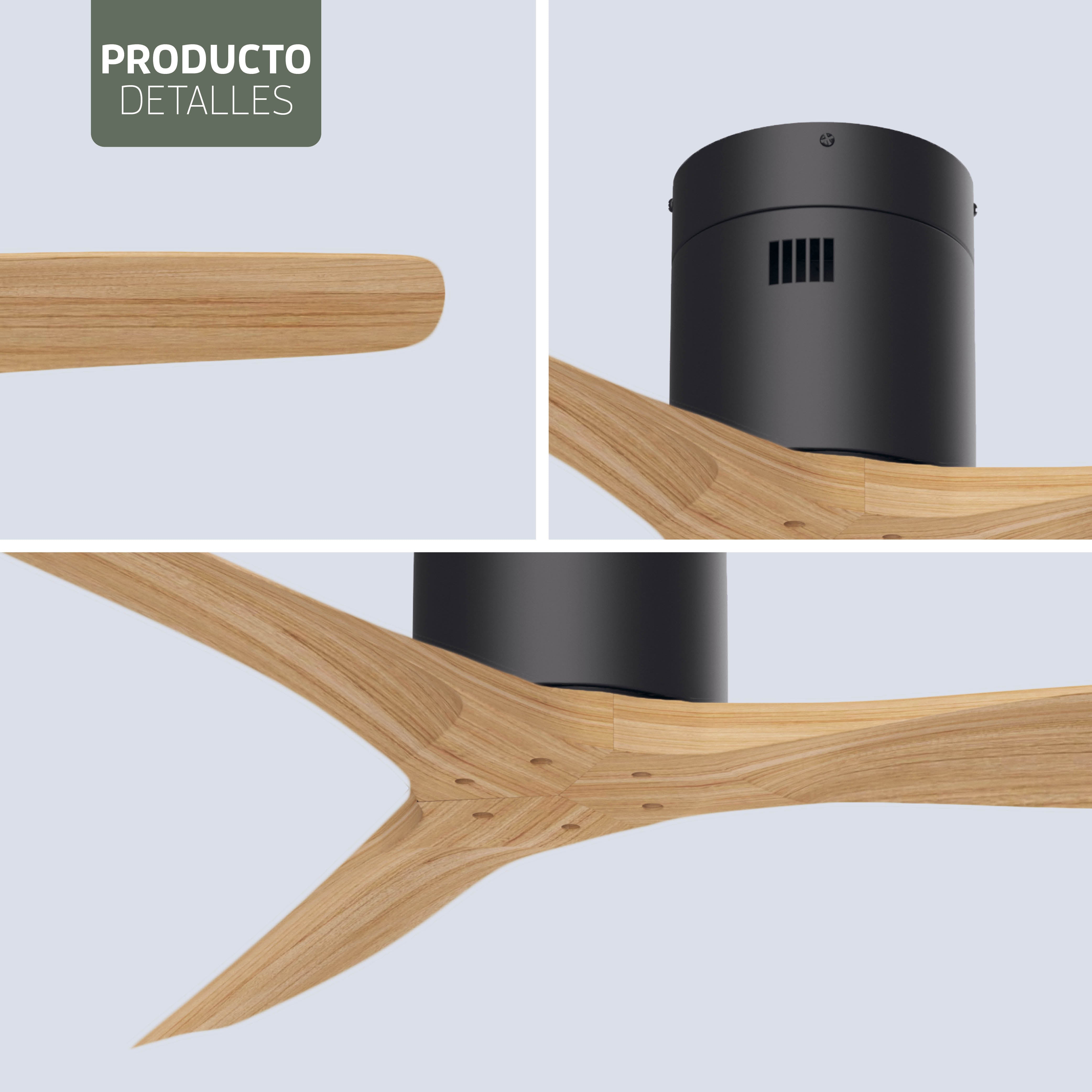 Ventilador de techo inteligente - Negro/Natural - 132 cm - WiFi