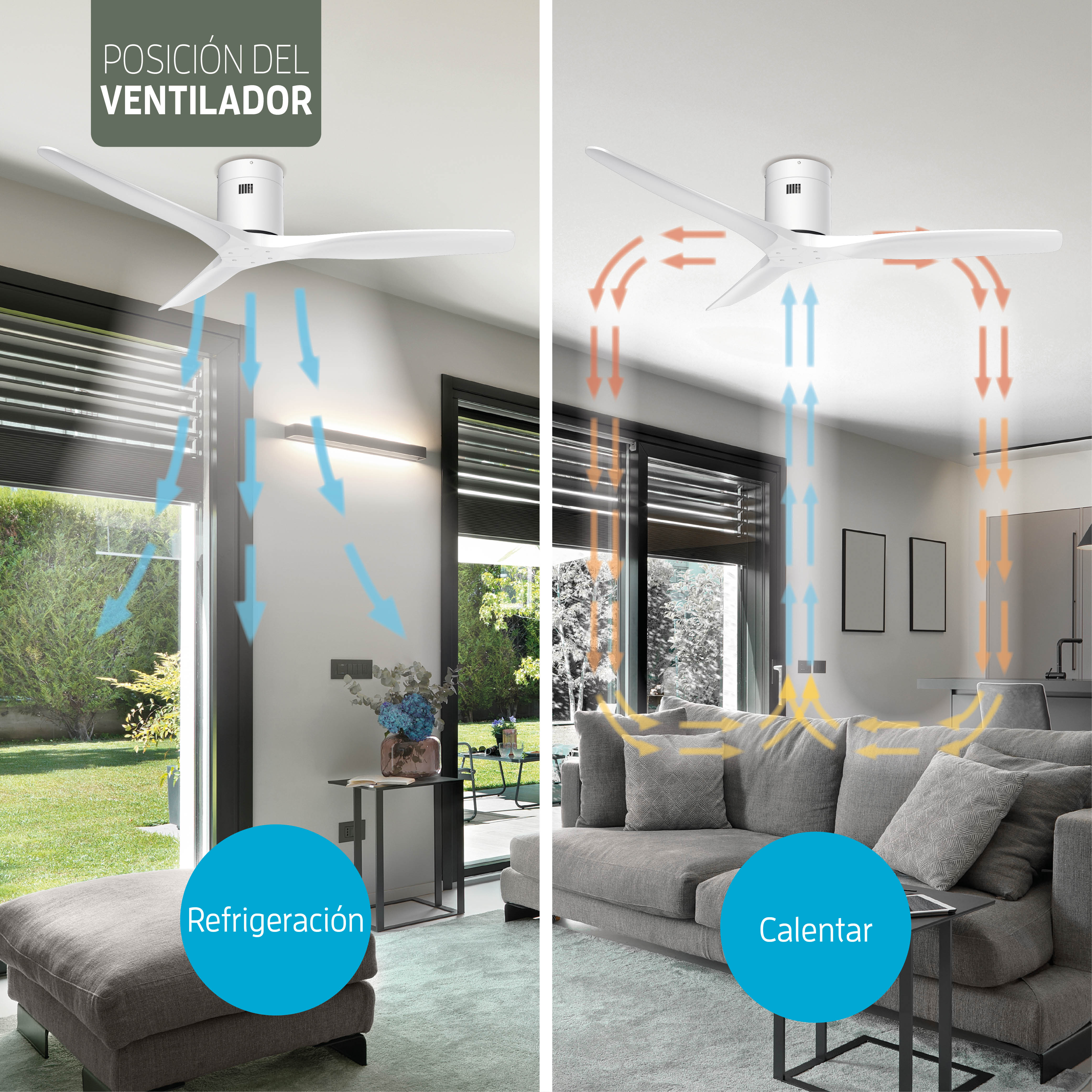 Ventilador de techo inteligente - 132 cm - Tuya WiFi - Blanco