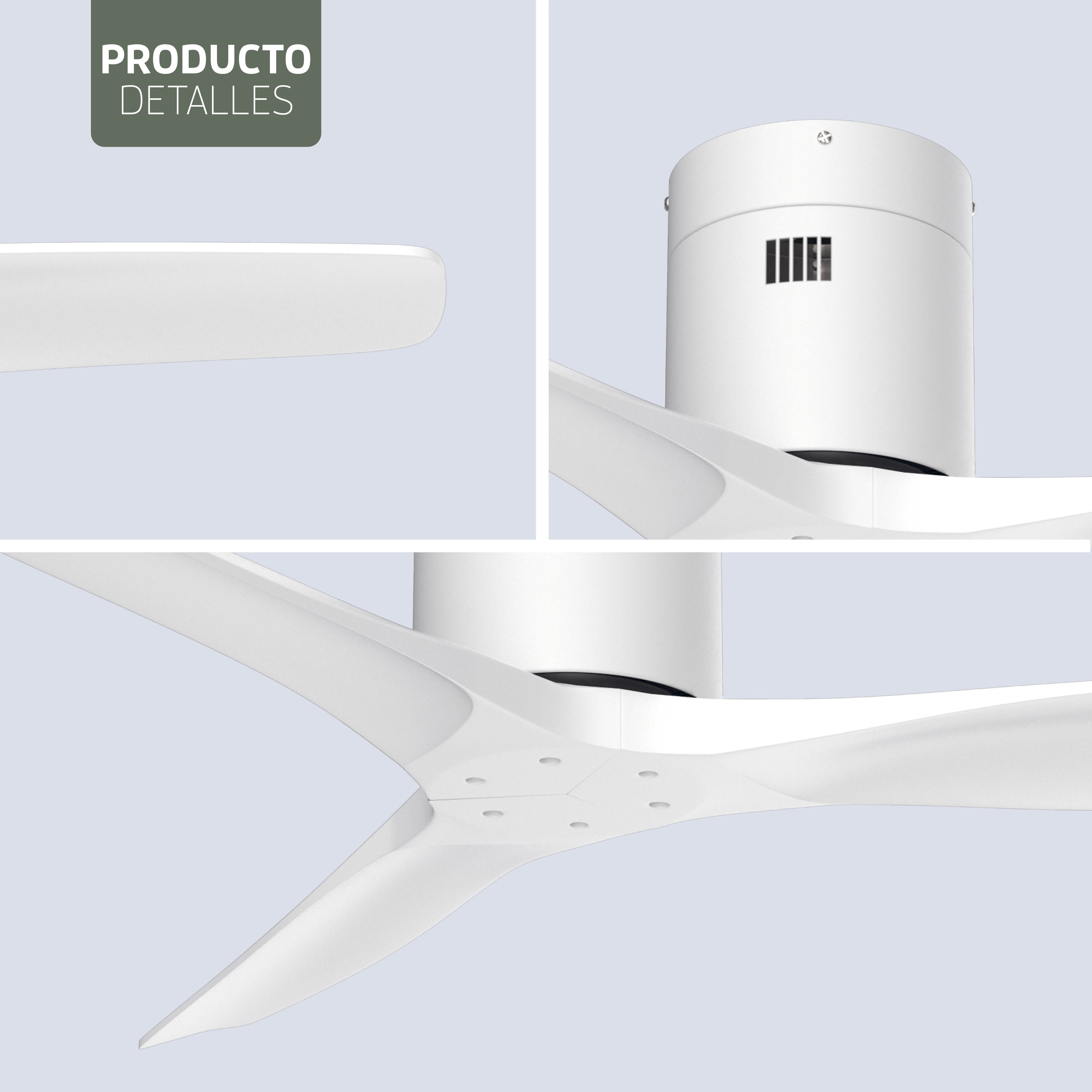 Ventilador de techo inteligente - 132 cm - Tuya WiFi - Blanco