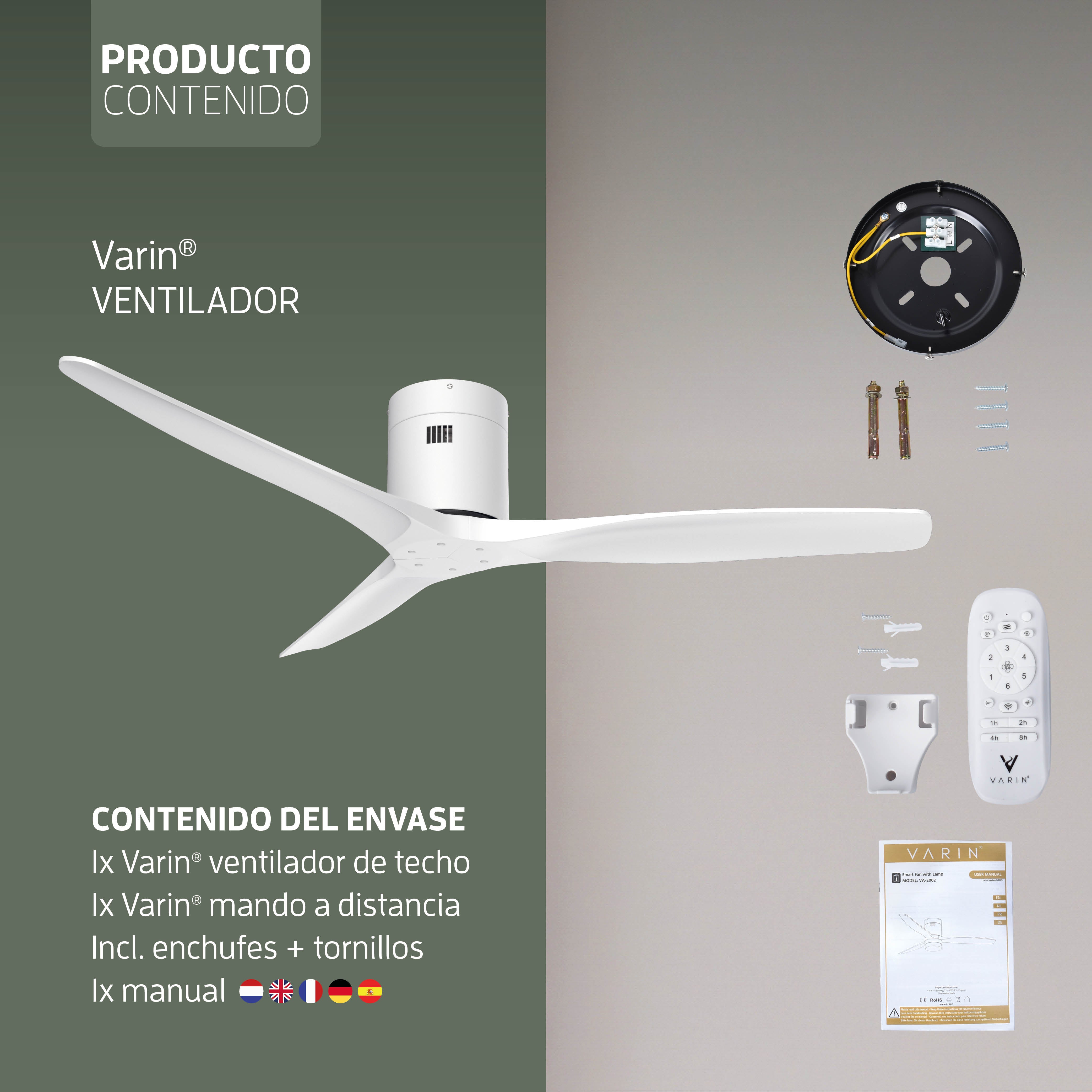 Ventilador de techo inteligente - 132 cm - Tuya WiFi - Blanco
