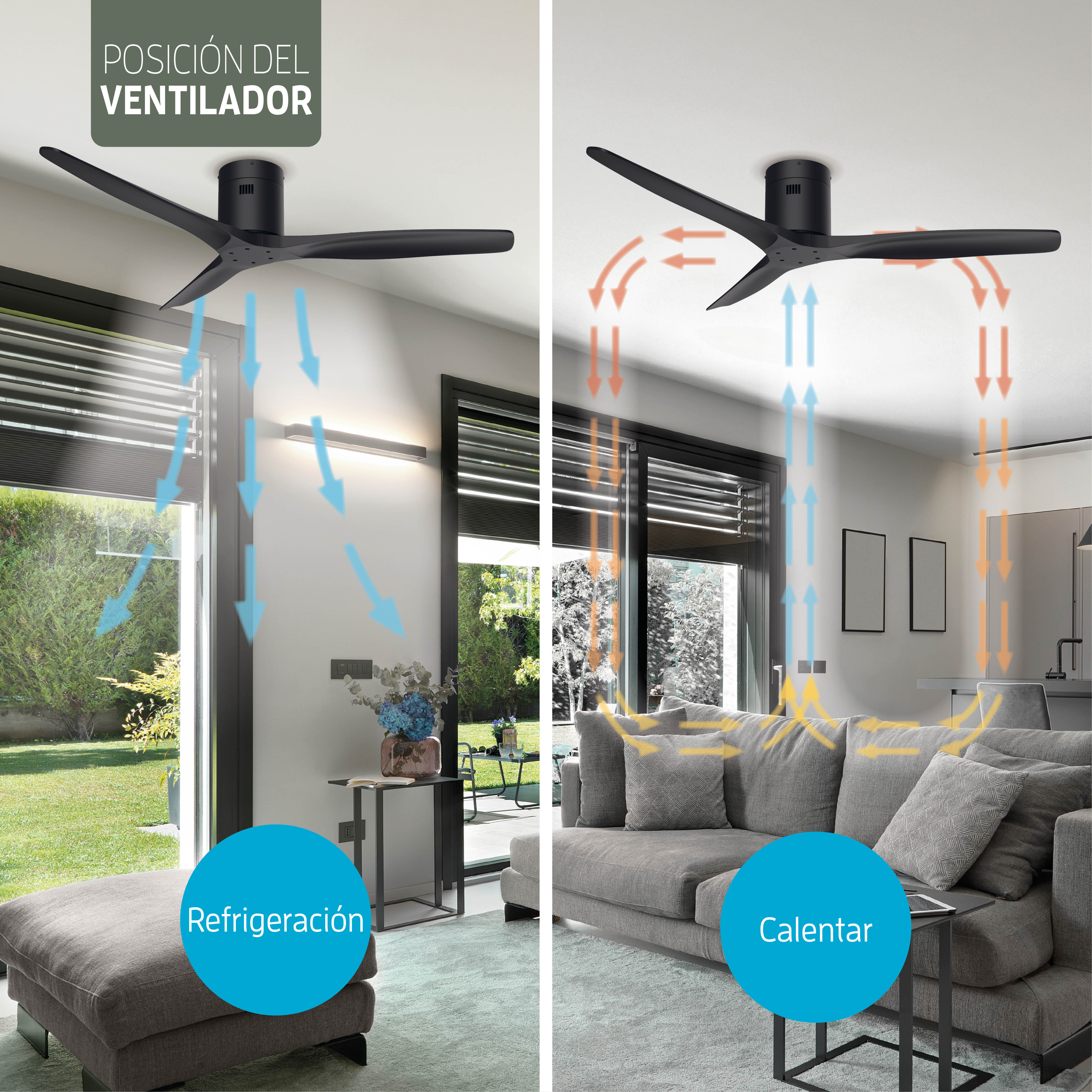 Ventilador de techo inteligente - Negro/Negro - 132 cm - WiFi
