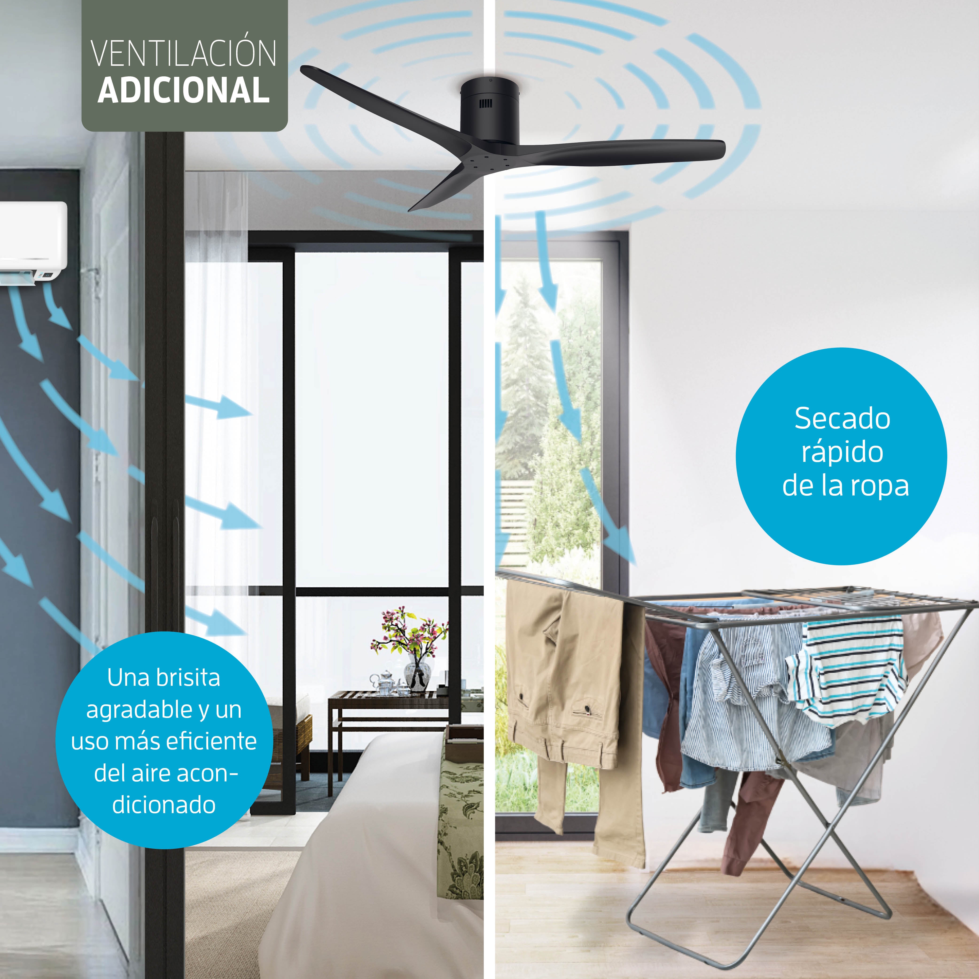 Ventilador de techo inteligente - Negro/Negro - 132 cm - WiFi