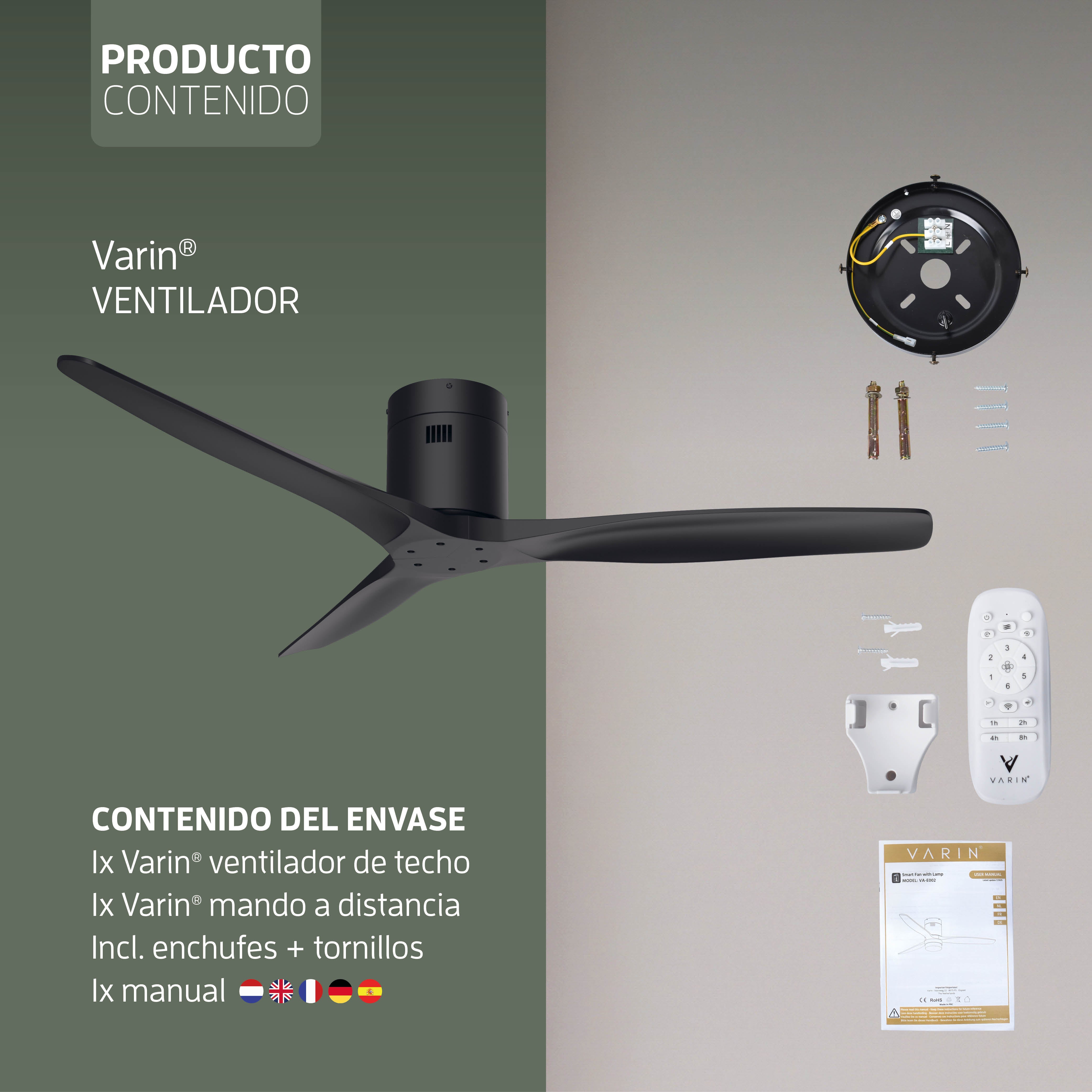 Ventilador de techo inteligente - Negro/Negro - 132 cm - WiFi