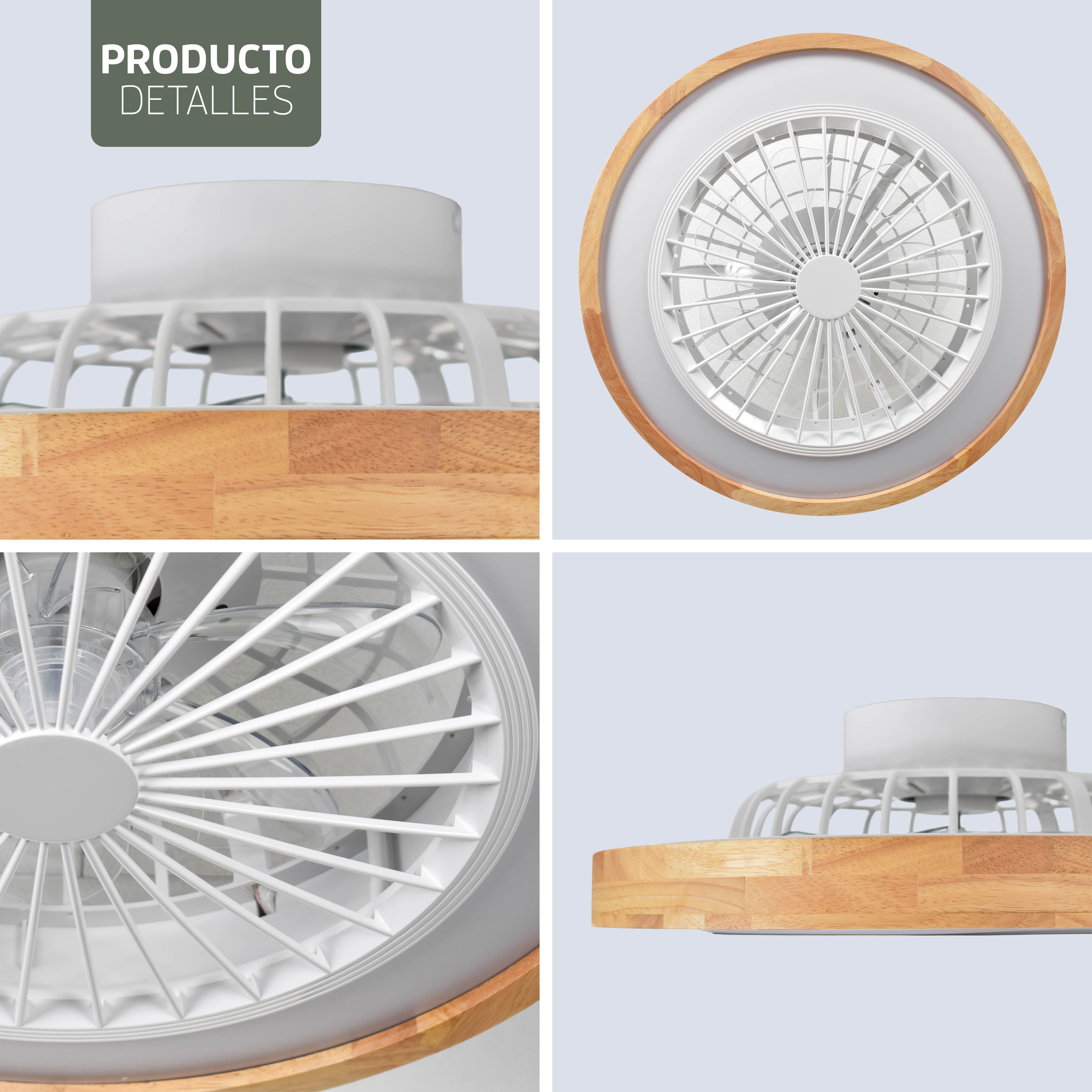 Lámpara de techo LED inteligente Varin con WiFi y ventilador RGBW (CCT) - 50 cm - Tuya - Madera clara