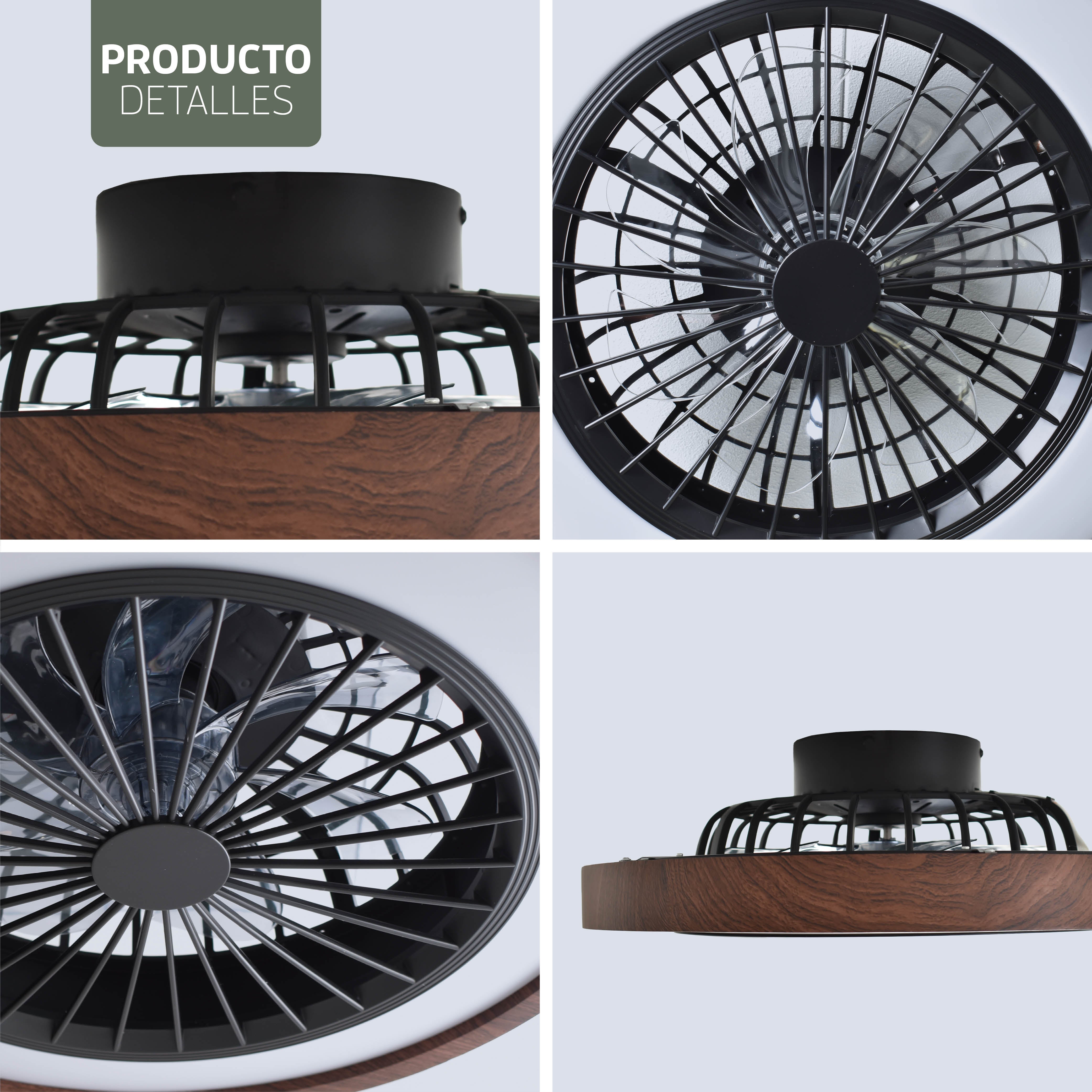 Lámpara de techo LED inteligente Varin con WiFi y ventilador RGBW (CCT) - 50 cm - Tuya - Nogal