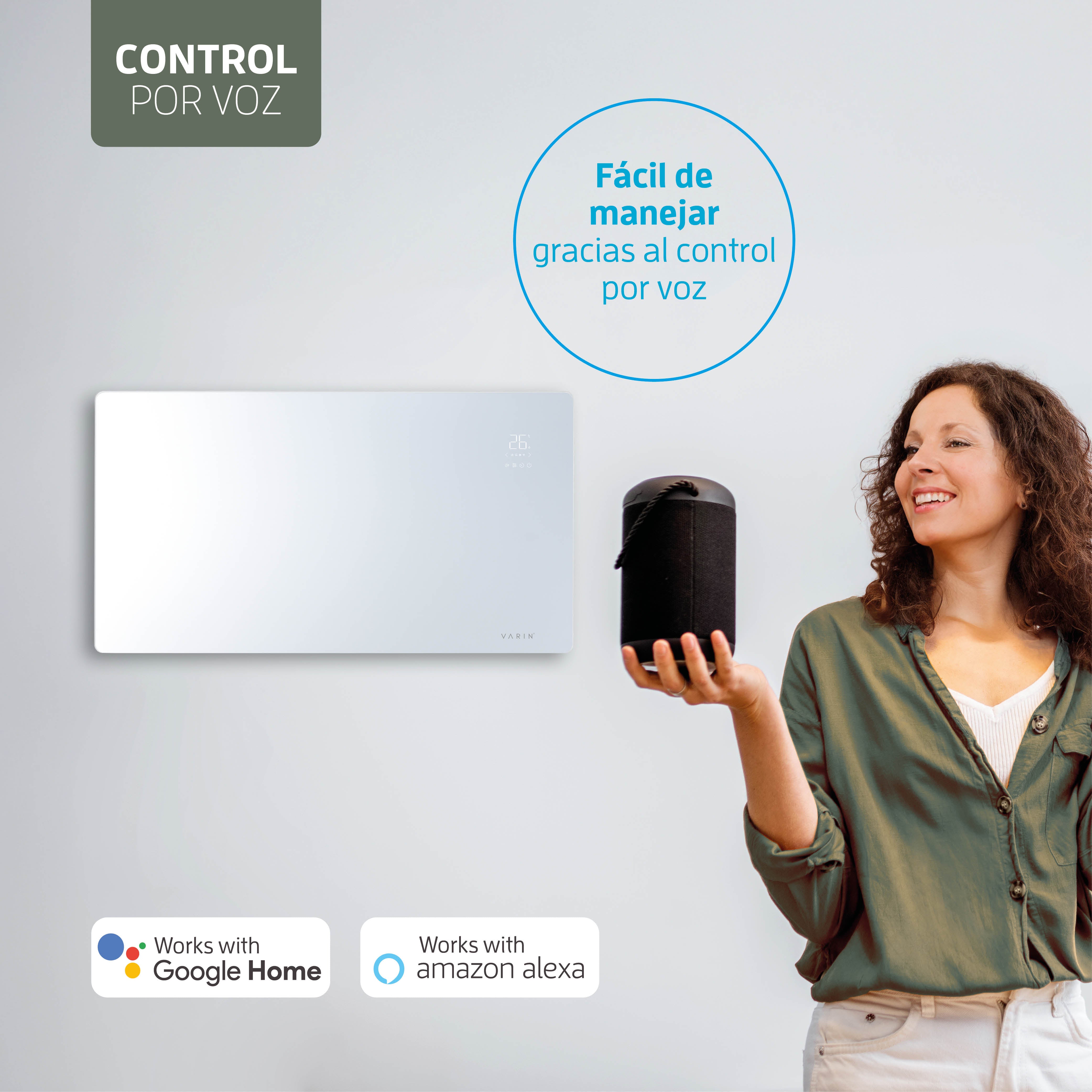 Estufa Calefactor Panel Radiador Eléctrico Wifi Varin® 2000w Blanco