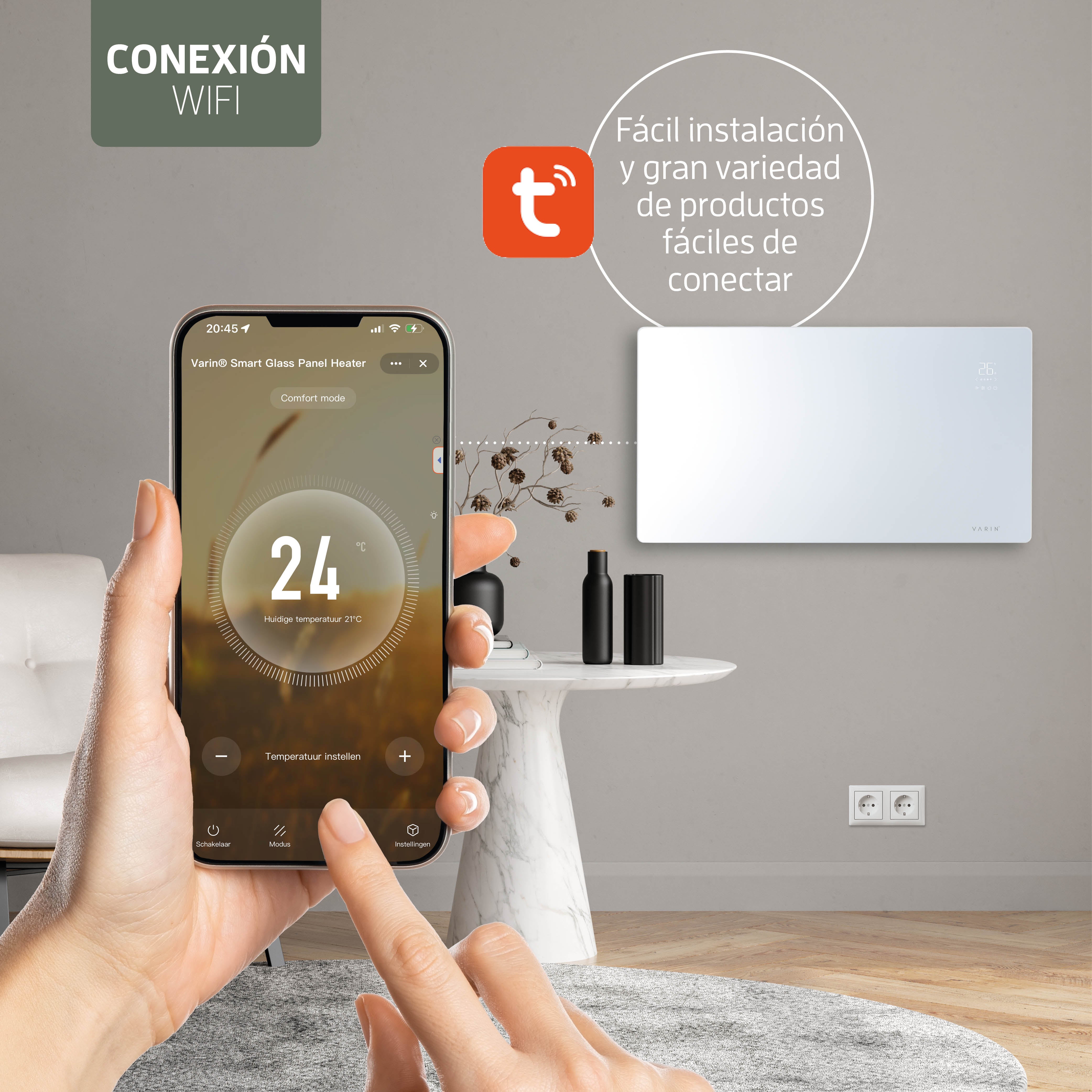 Estufa Calefactor Panel Radiador Eléctrico Wifi Varin® 2000w Blanco