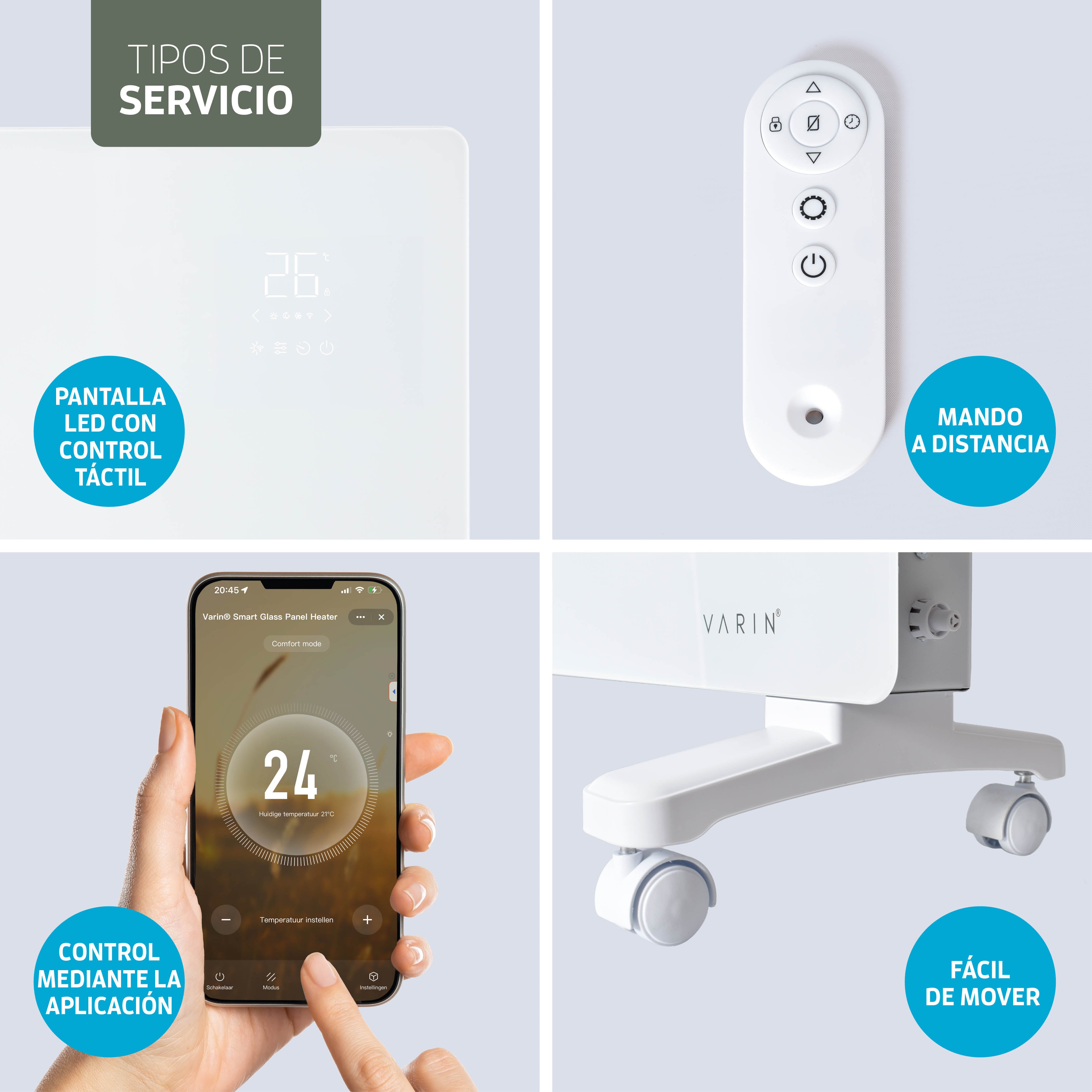 Estufa Calefactor Panel Radiador Eléctrico Wifi Varin® 2000w Blanco