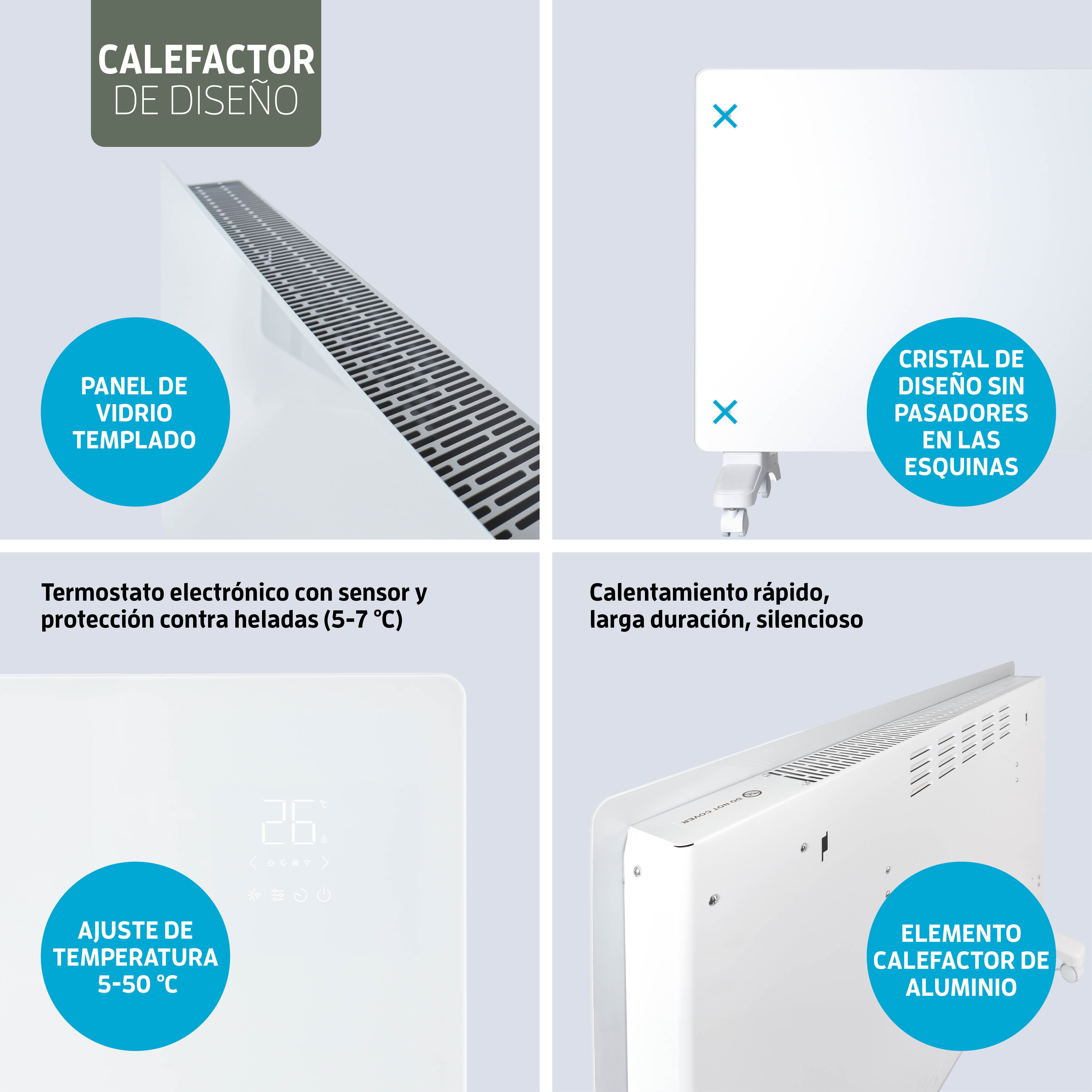 Estufa Calefactor Panel Radiador Eléctrico Wifi Varin® 2000w Blanco