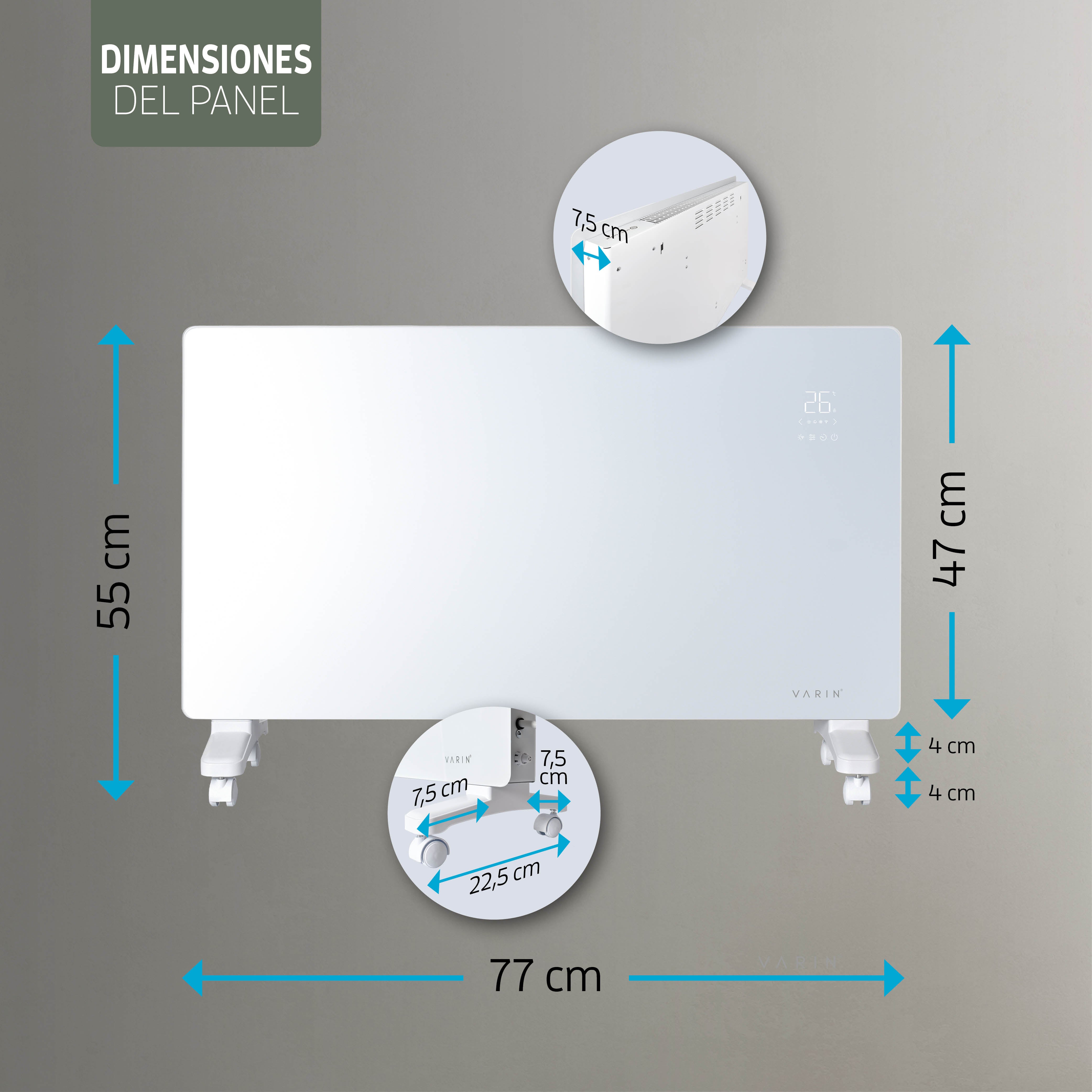 Estufa Calefactor Panel Radiador Eléctrico Wifi Varin® 2000w Blanco