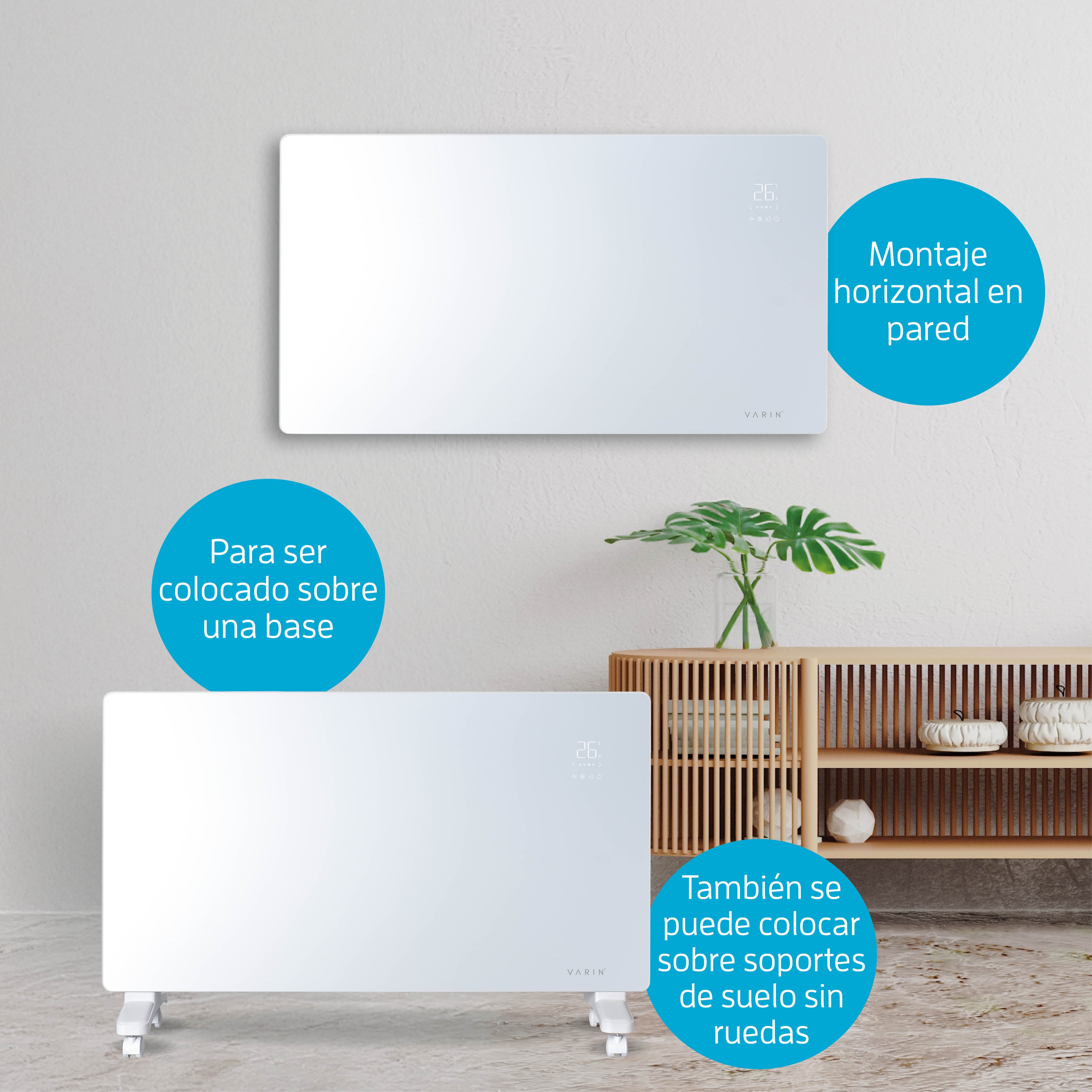 Estufa Calefactor Panel Radiador Eléctrico Wifi Varin® 2000w Blanco