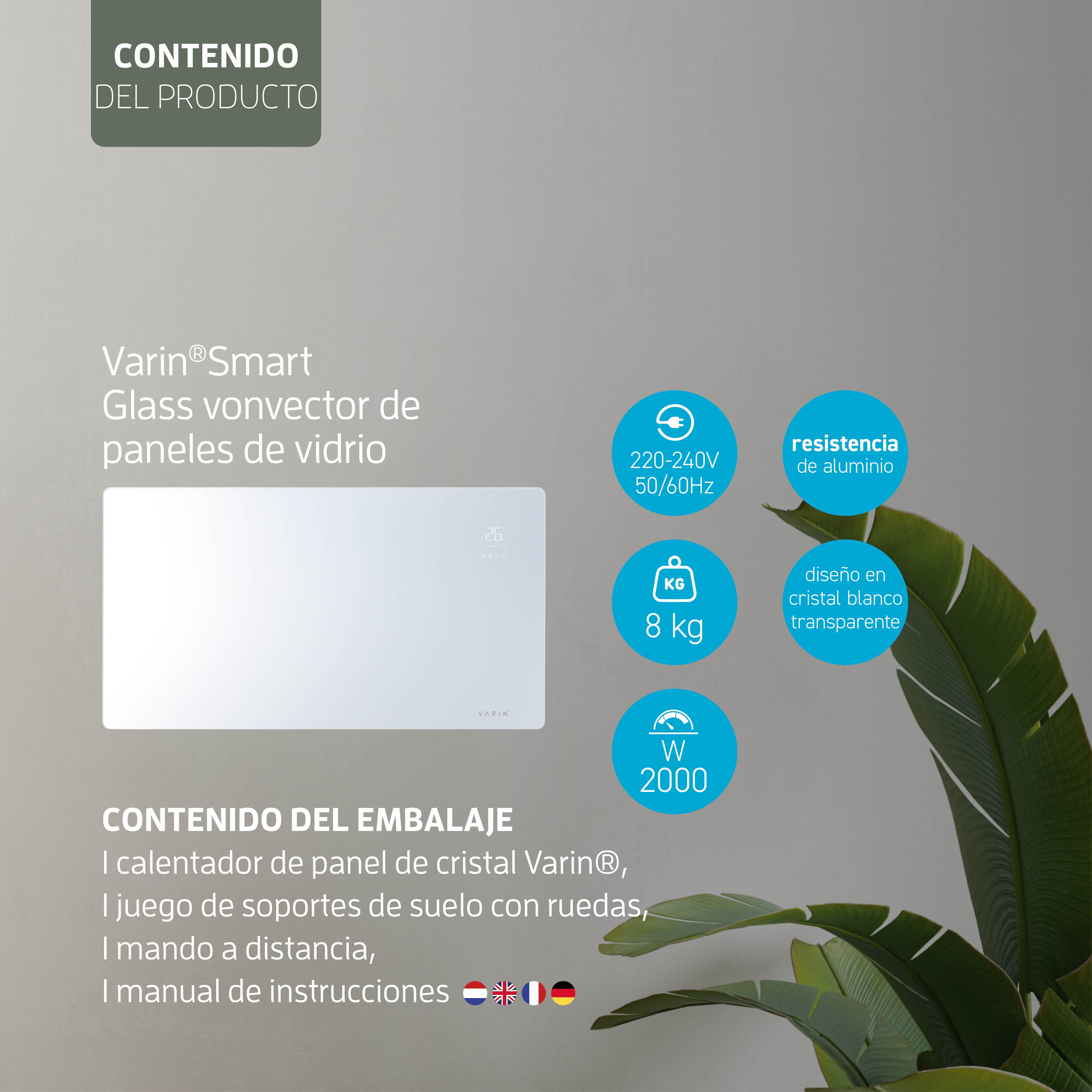 Estufa Calefactor Panel Radiador Eléctrico Wifi Varin® 2000w Blanco