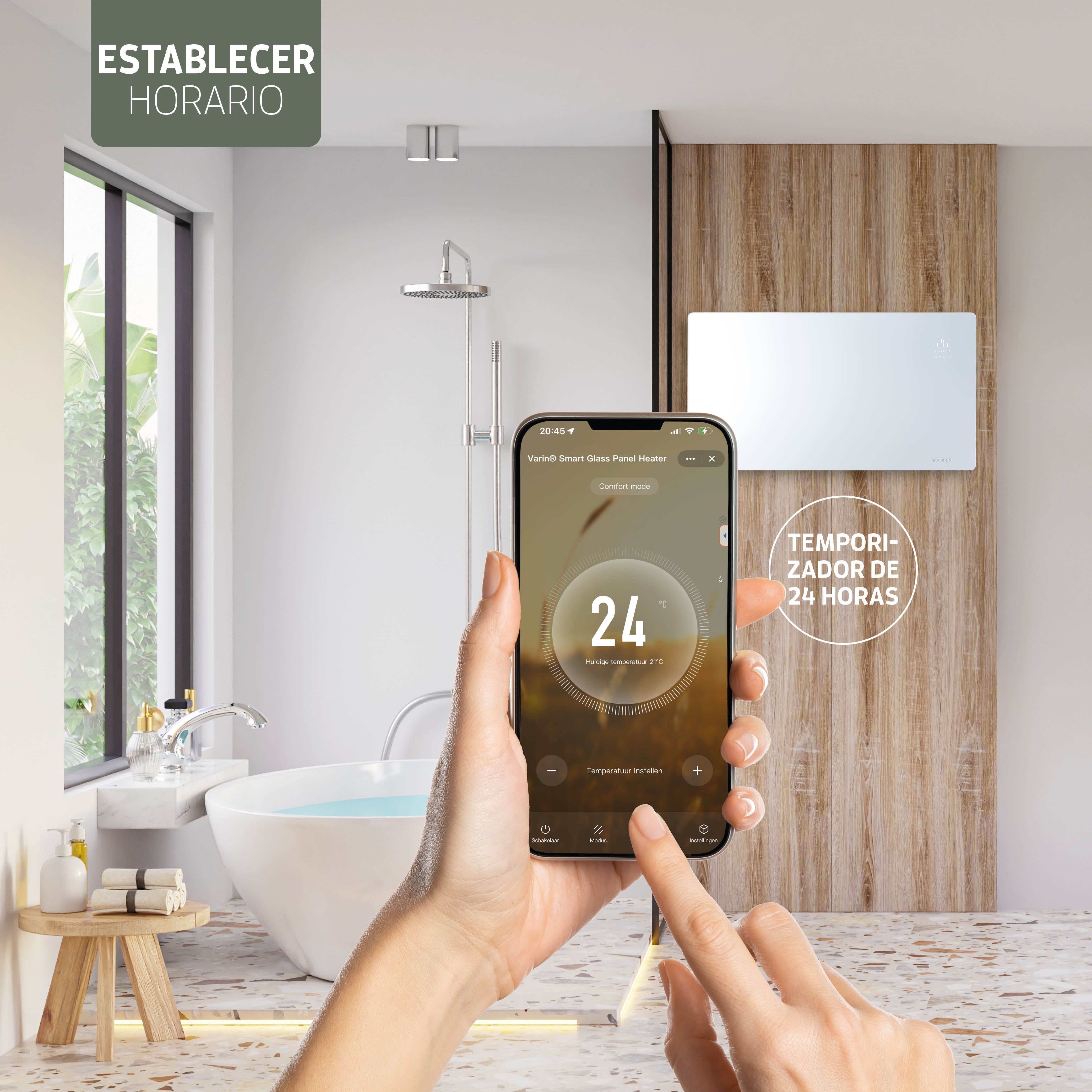 Estufa Calefactor Panel Radiador Eléctrico Wifi Varin® 2000w Blanco