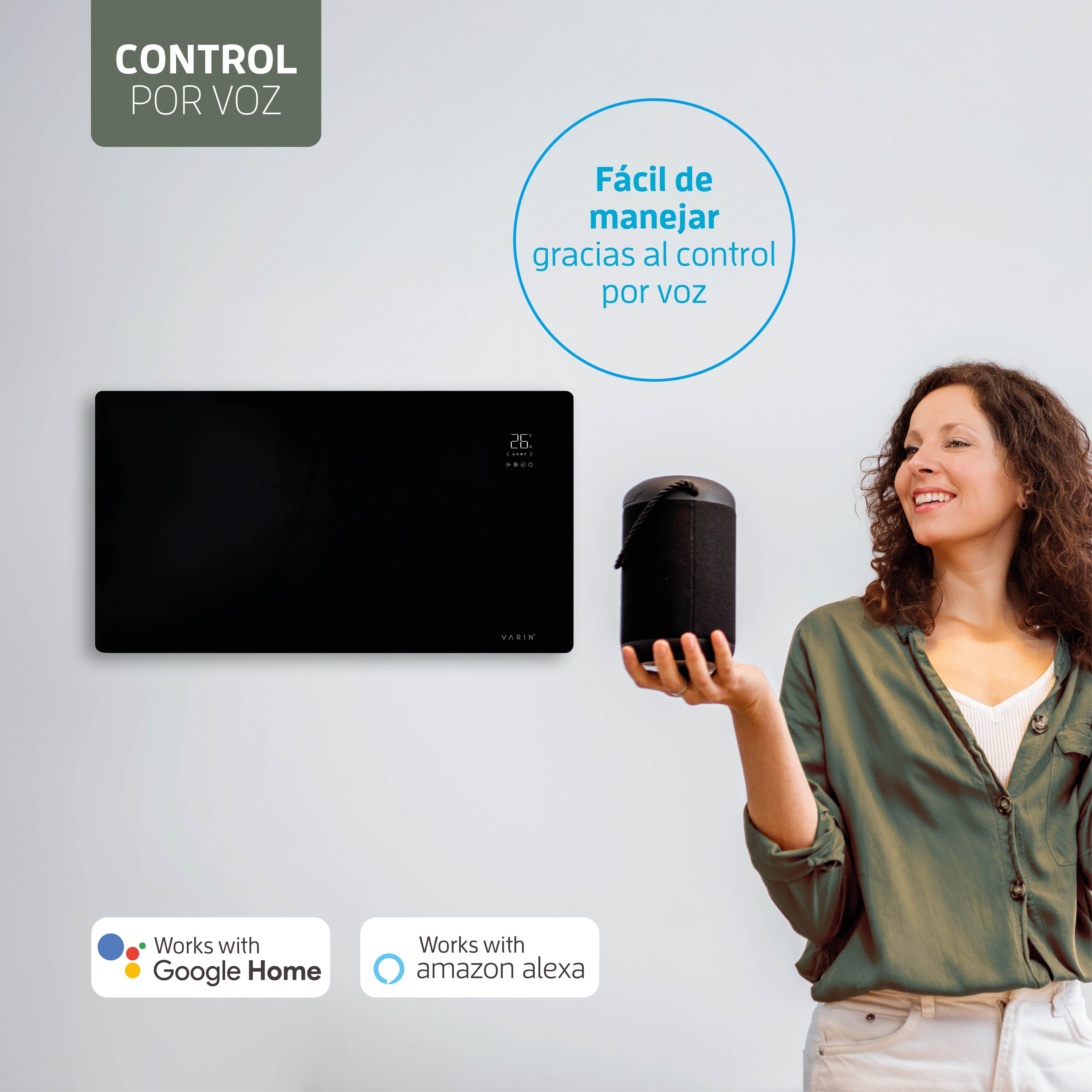Estufa Calefactor Panel Radiador Eléctrico Wifi Varin® 2000w Negro
