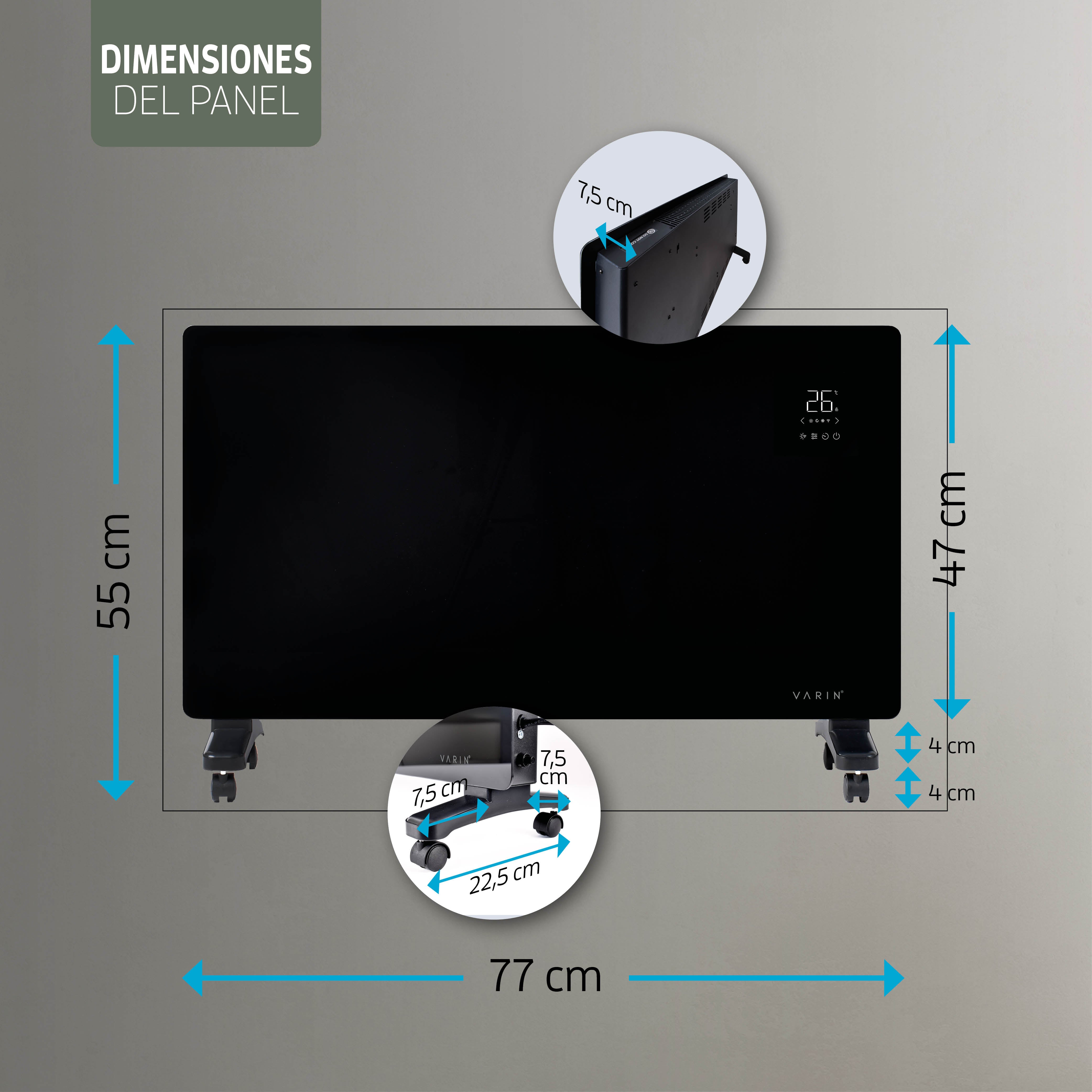 Estufa Calefactor Panel Radiador Eléctrico Wifi Varin® 2000w Negro