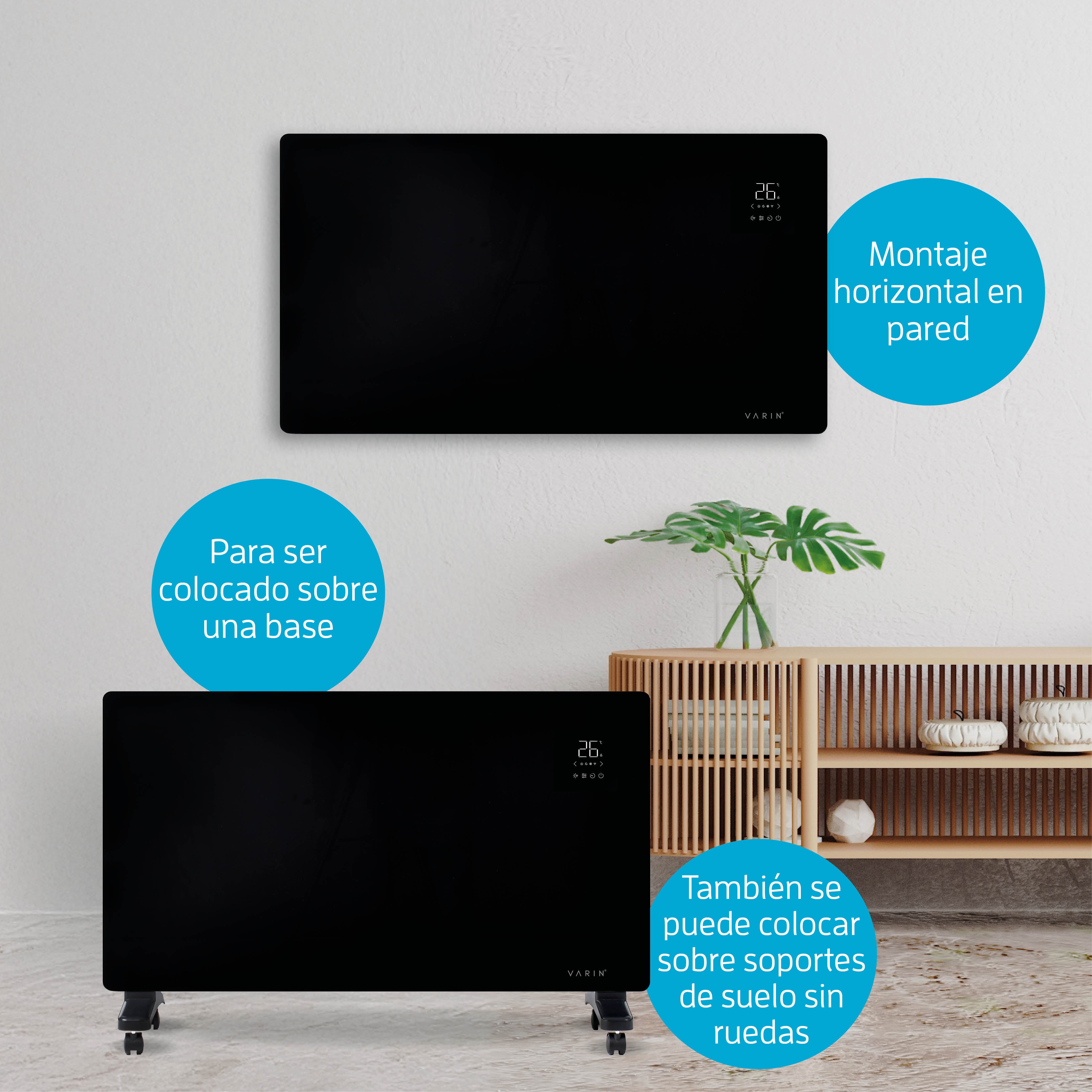 Estufa Calefactor Panel Radiador Eléctrico Wifi Varin® 2000w Negro