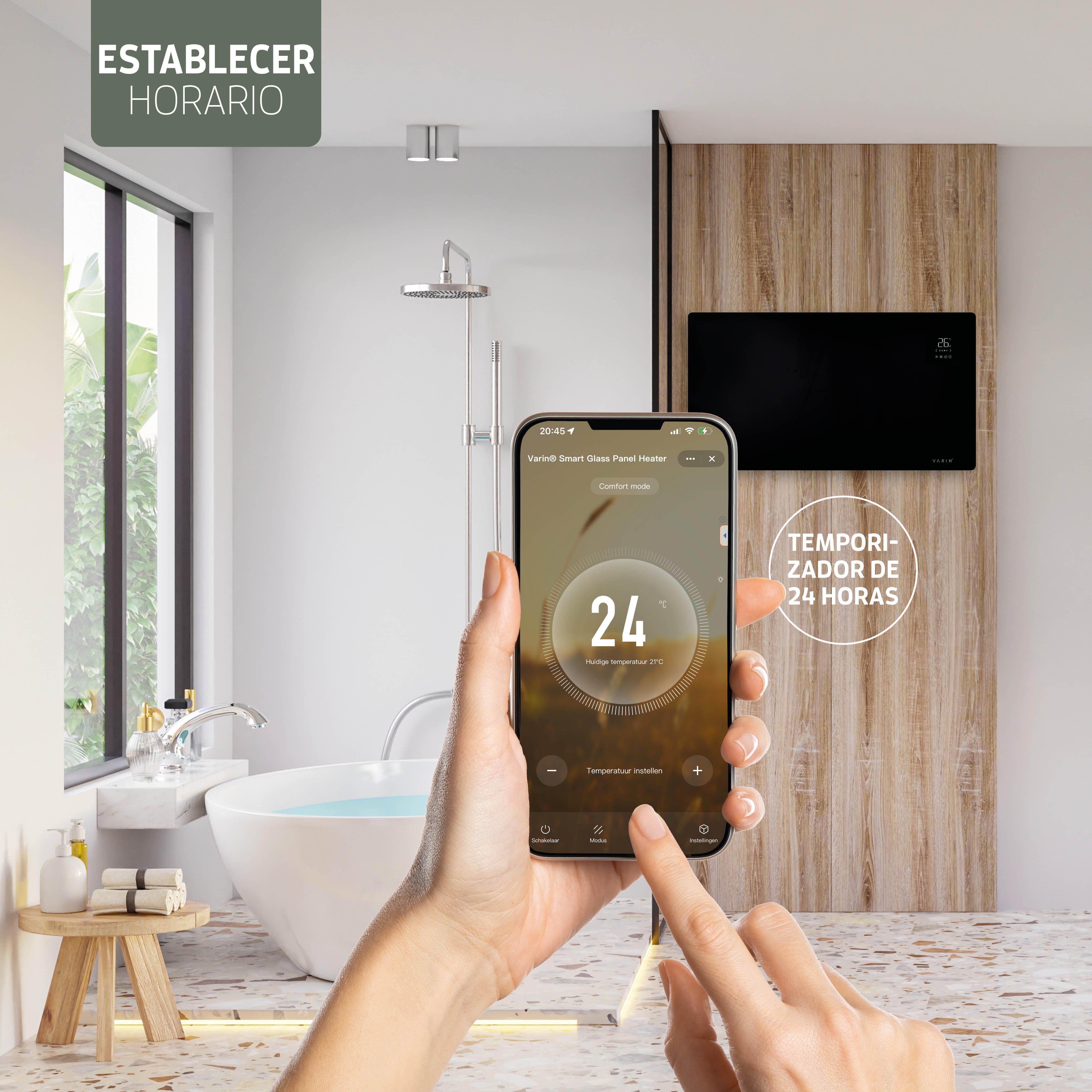 Estufa Calefactor Panel Radiador Eléctrico Wifi Varin® 2000w Negro