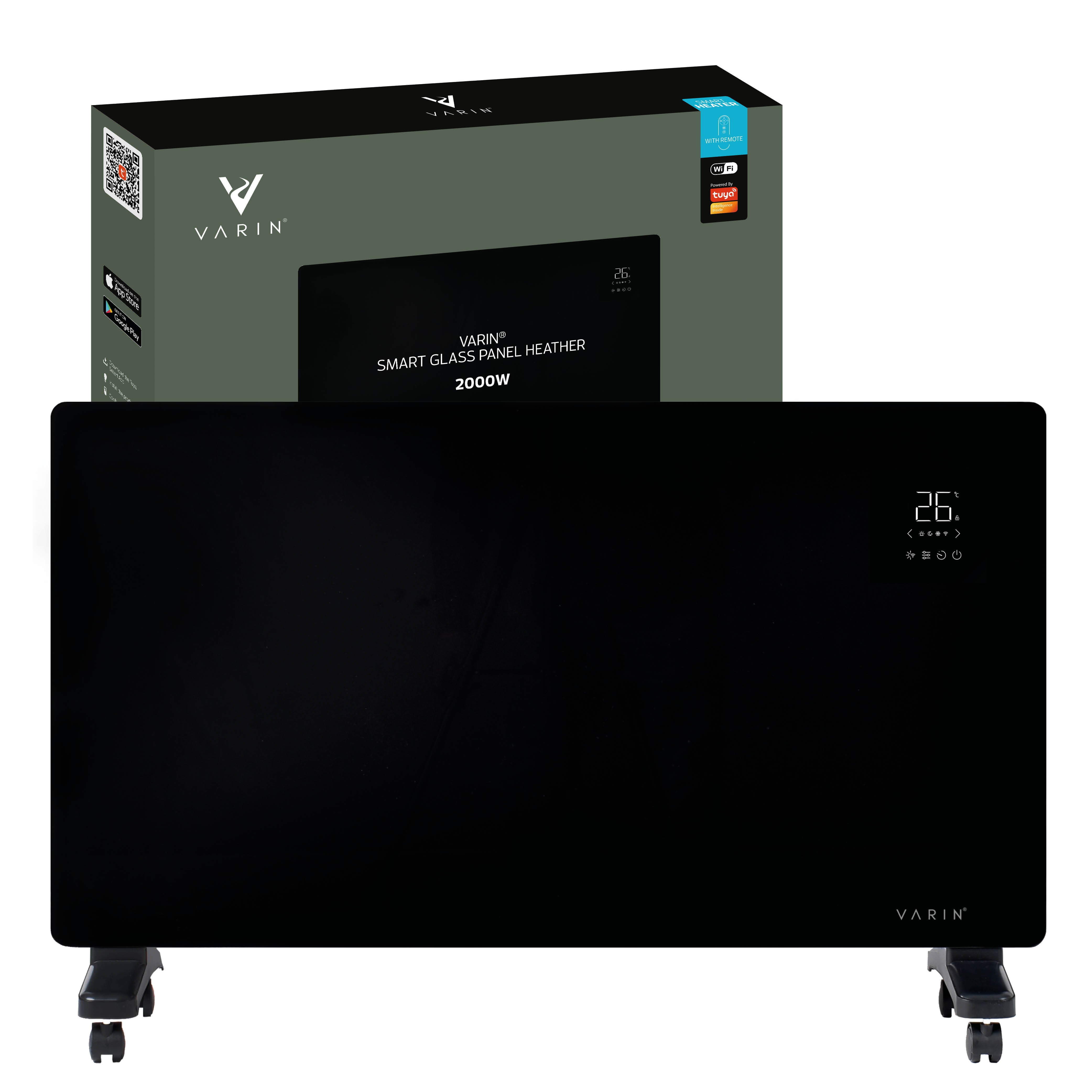 Estufa Calefactor Panel Radiador Eléctrico Wifi Varin® 2000w Negro